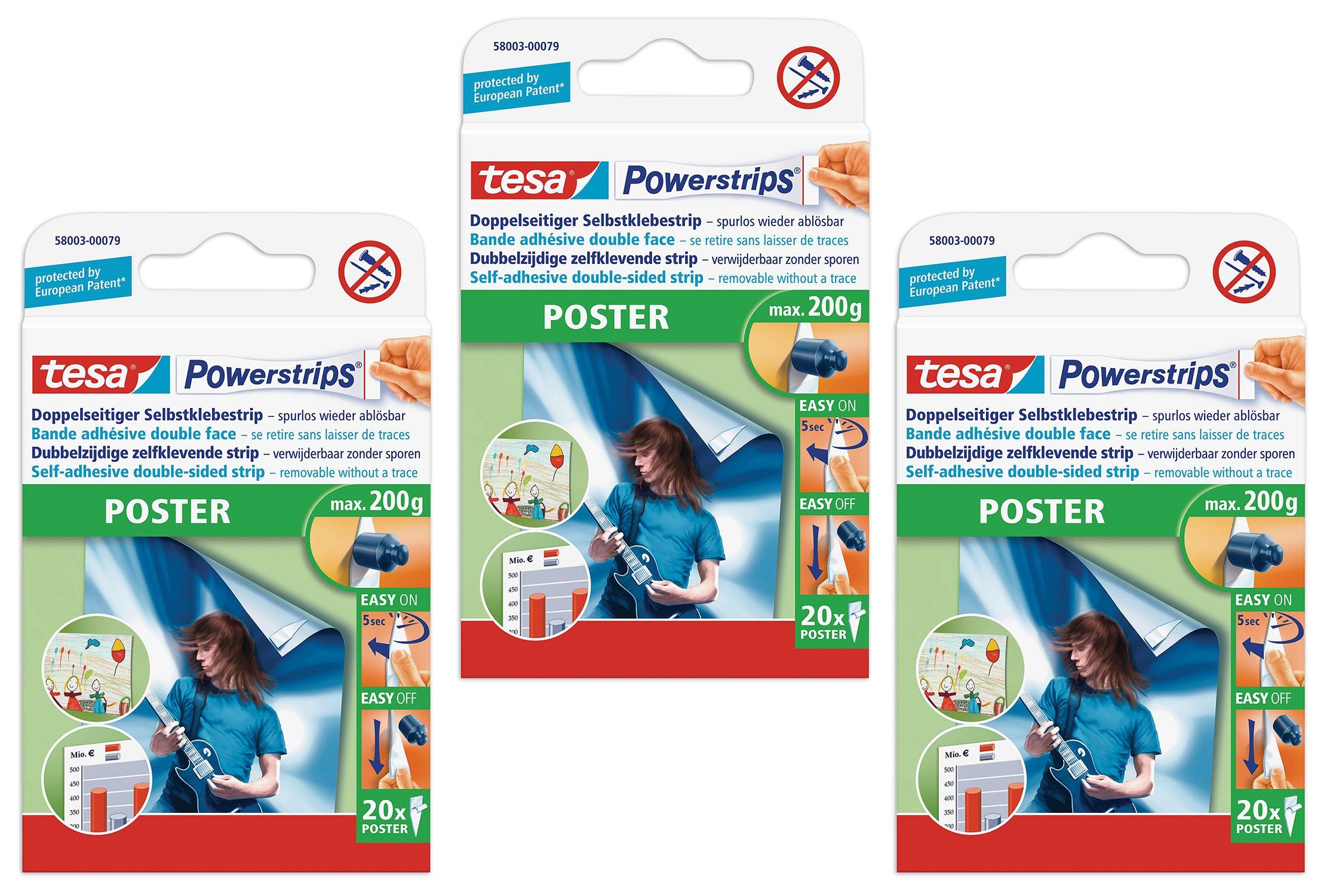 Wandanker Tesa Powerstrips®, 3er Set