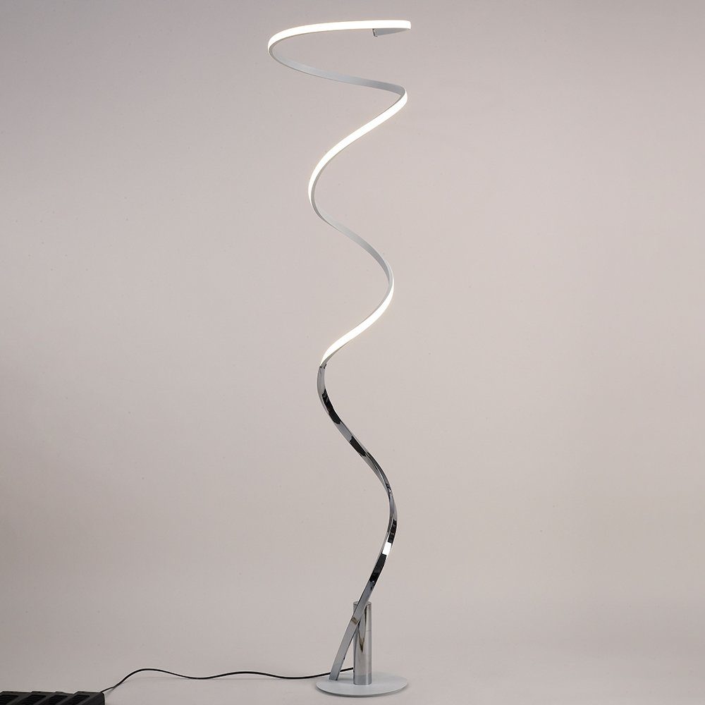 Mantra Stehlampe Helix geschwungene LED-Stehleuchte Silber-Chrom