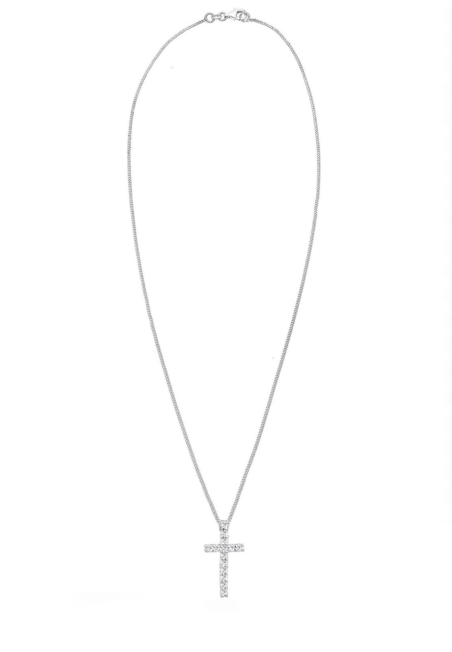 Elli Kette mit Anhänger Kreuz Weiß 925 Sterling Silber, mit Kristallen von Swarovski®, Kreuz