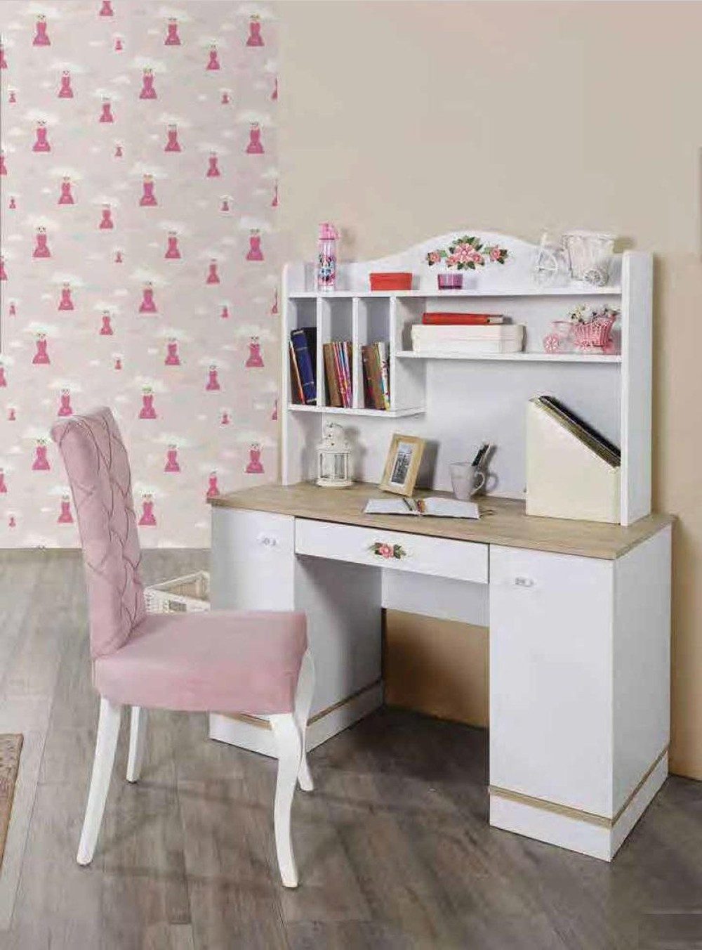 JVmoebel Kinderschreibtisch Eleganter Schreibtisch aus Holz mit Stauraum in Weiß, Made in Europa