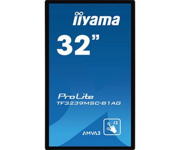 Iiyama LED-Display ProLite TF3239MSC-B1AG - 81.3 cm (32) - 1920 x 1080 TFT-Monitor (1920 x 1080 px, Full HD, 8 ms Reaktionszeit, 60 Hz, AMVA3, Touchscreen, Eingebautes Mikrofon, Lautsprecher, HDCP)