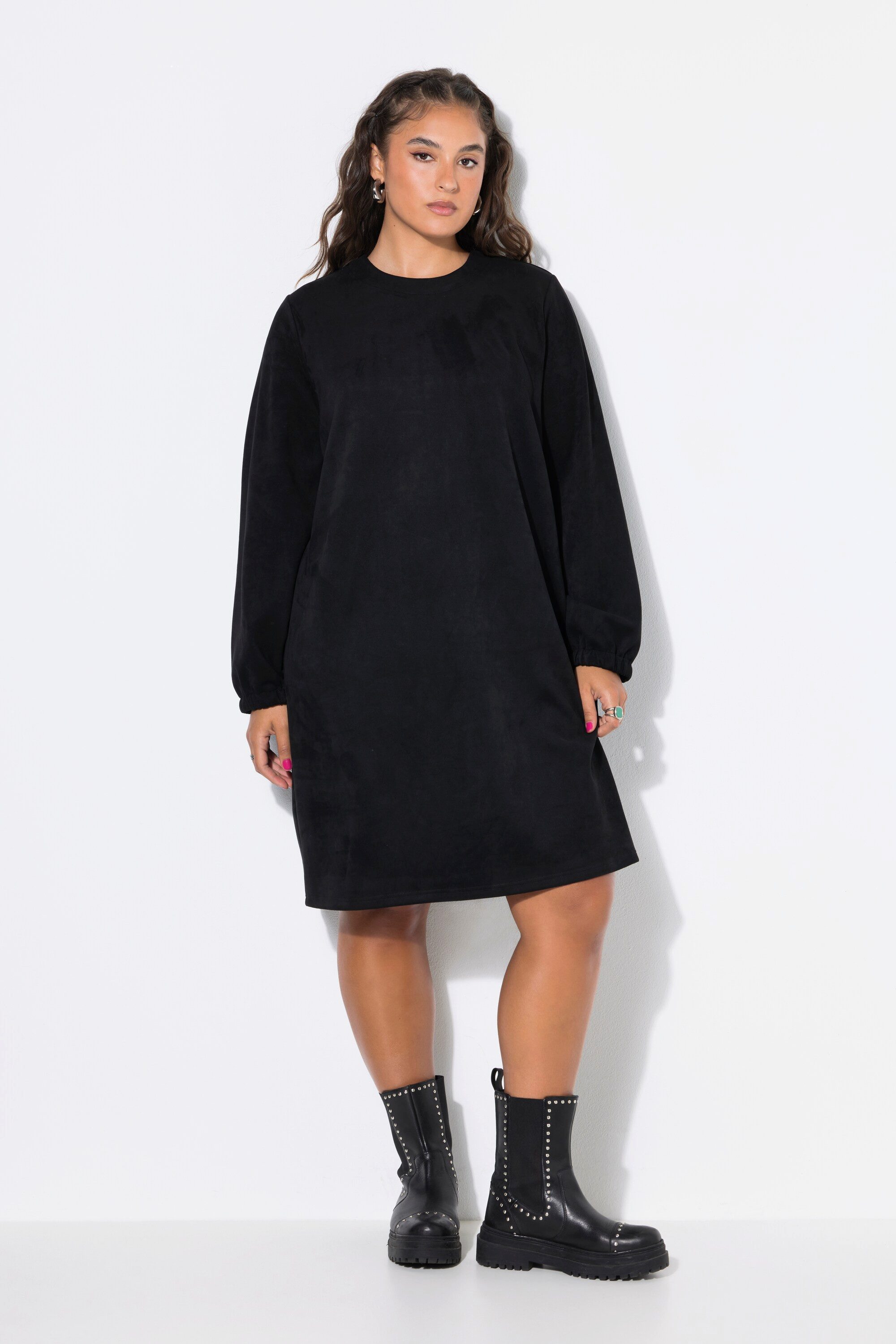 Studio Untold Jerseykleid Suedekleid oversized weiter Ballon-Langarm