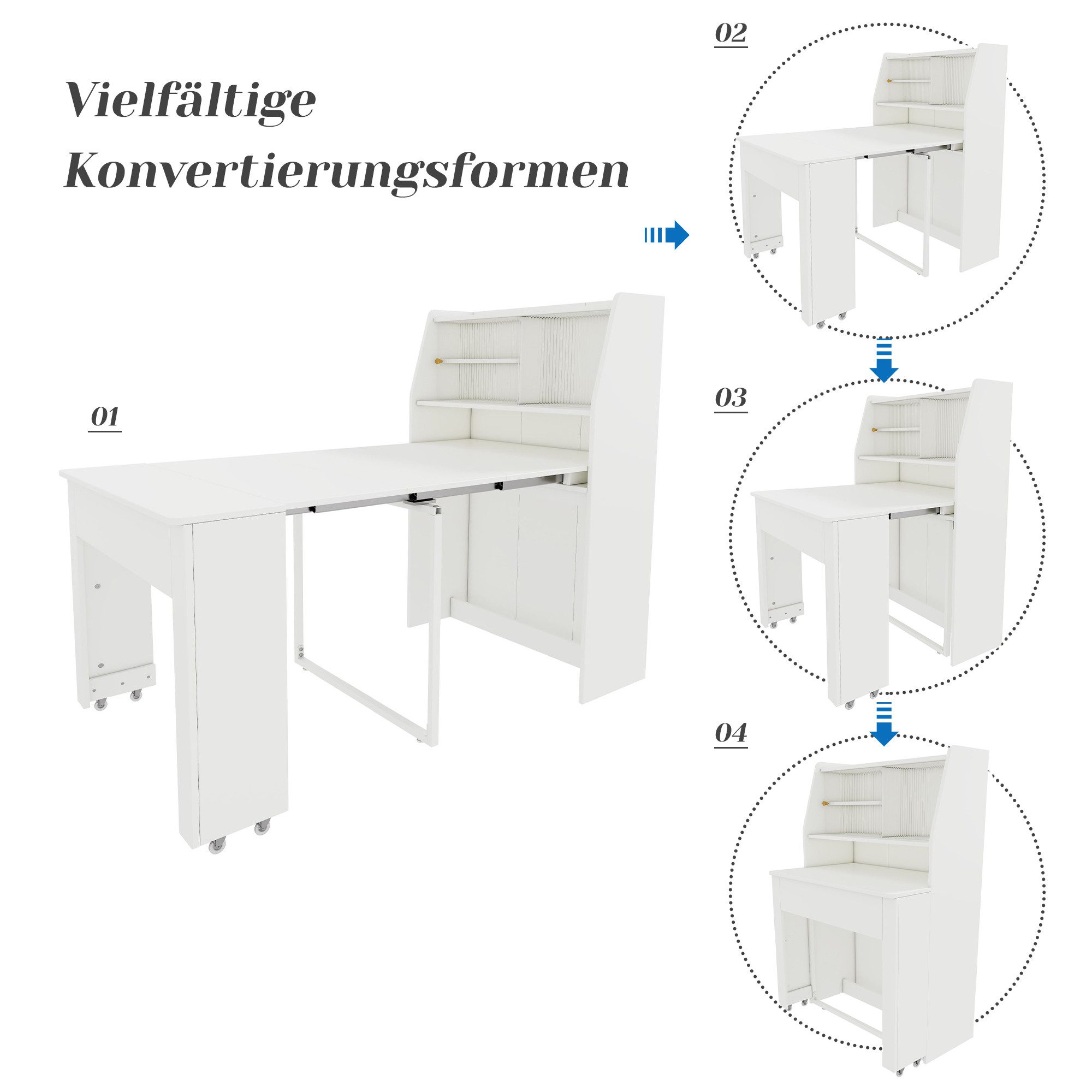 IDEASY Esstisch Ausziehbarer Esstisch, L52/132.5*B80*H76cm, Esstisch mit Stauraum (1-St)