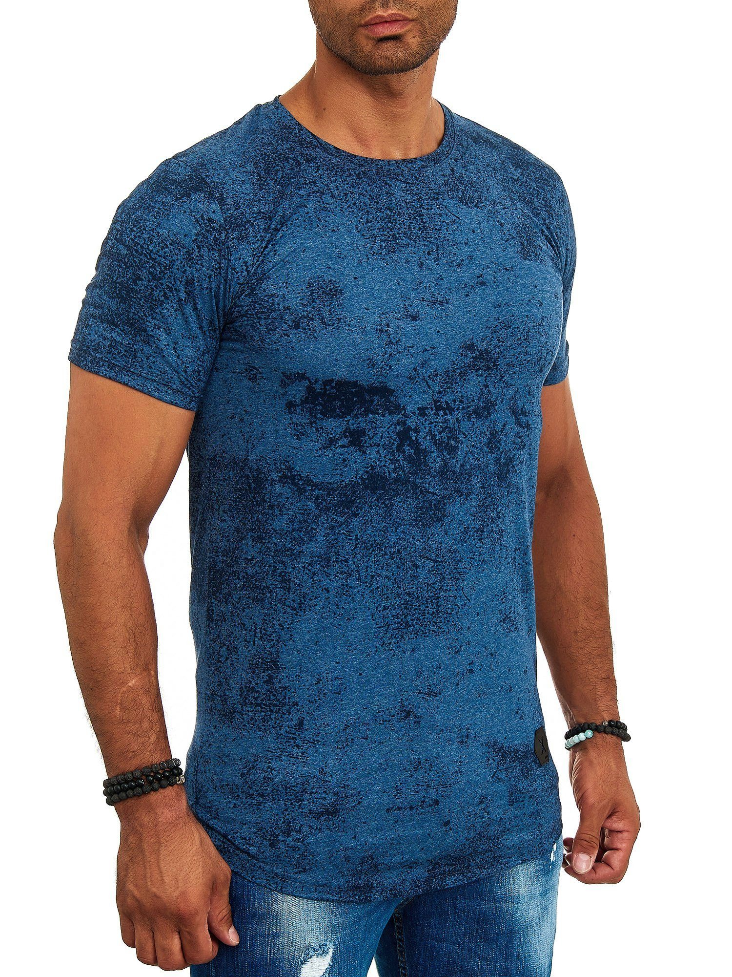 OneRedox T-Shirt TS-1539 (Shirt Casual Tee, Polo Kurzarmshirt Navy 1-tlg) Freizeit Fitness