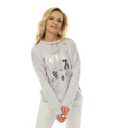 Passioni Langarmshirt Sweatshirt mit Statementprint sportiver Schnitt, Frontdruck