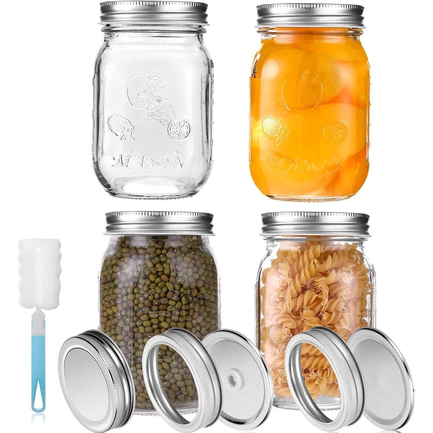 LuxusKollektion Einmachglas Einmachgläser Schraubdeckel Marmelade Gelee Overnight 4 Pack 450ml