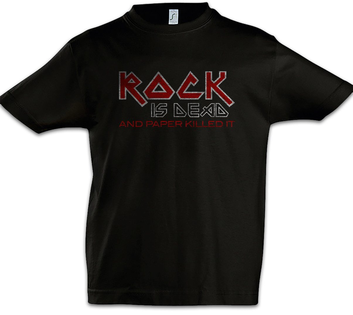 Print-Shirt Rock is Dead and Paper Kinder T-Shirt Killed It Scissors And Roll Punk