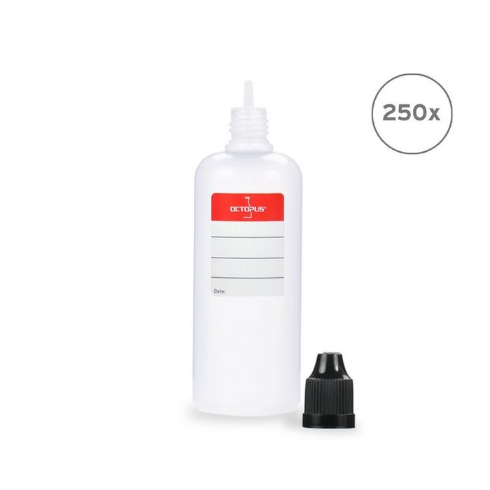 OCTOPUS Kanister 250 Plastikflaschen 100 ml LDPE G14 Tropfeinsatz Deckel schwarz (250 St)