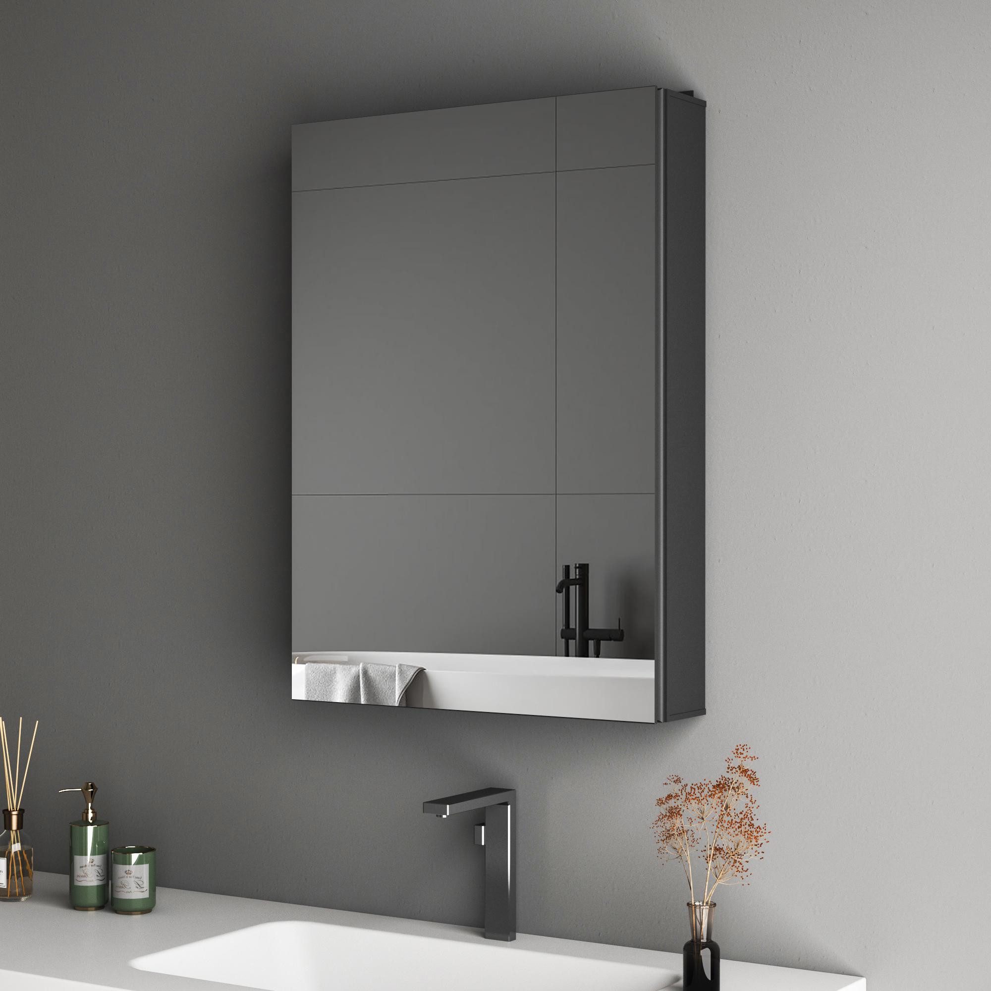 Hopibath Spiegelschrank Bad Schwarz Schrank Badezimmer mit Spiegel Hängesch günstig online kaufen