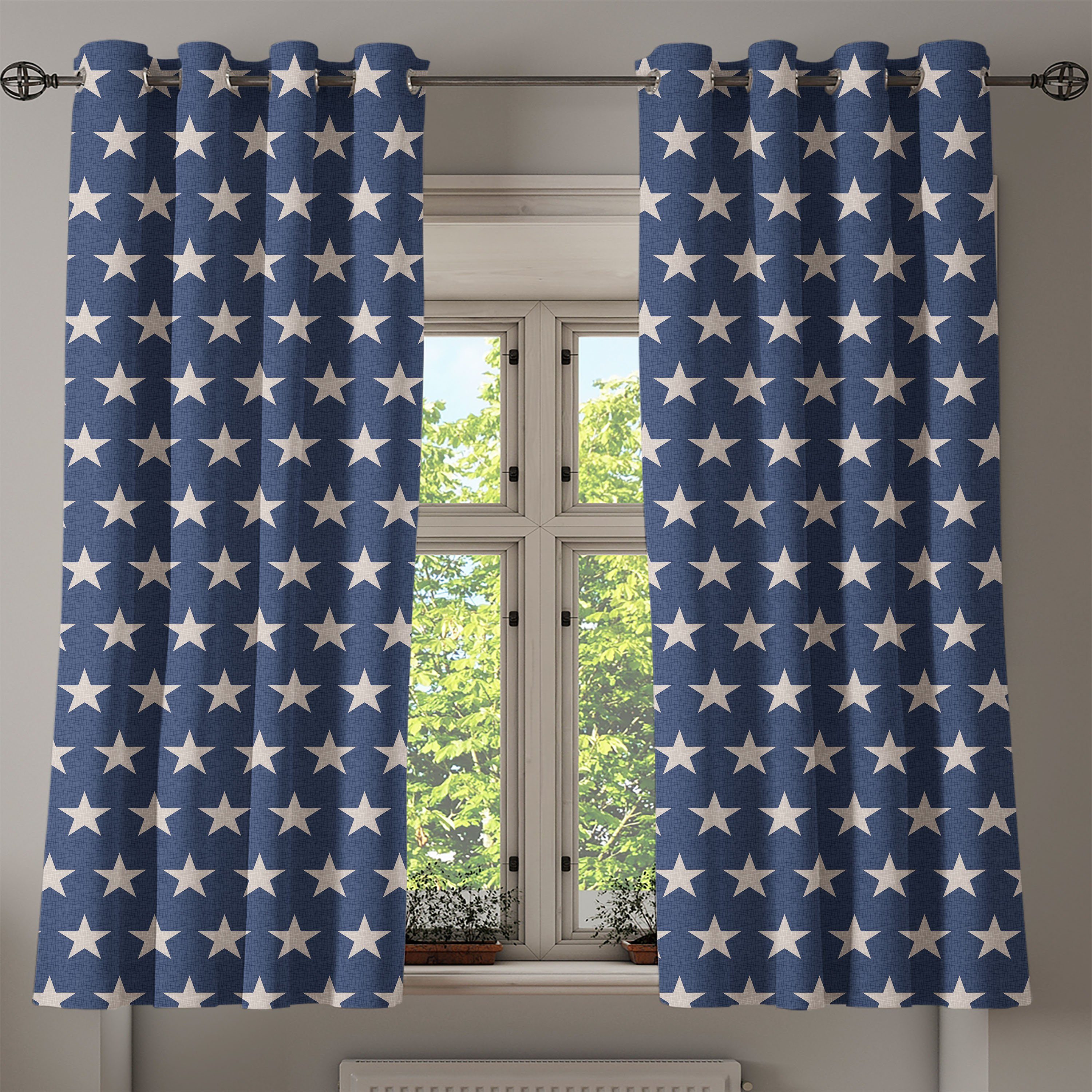 Schlafzimmer 2-Panel-Fenstervorhänge Freiheit Wohnzimmer, Dekorative Patriotische Abakuhaus, für Star Gardine