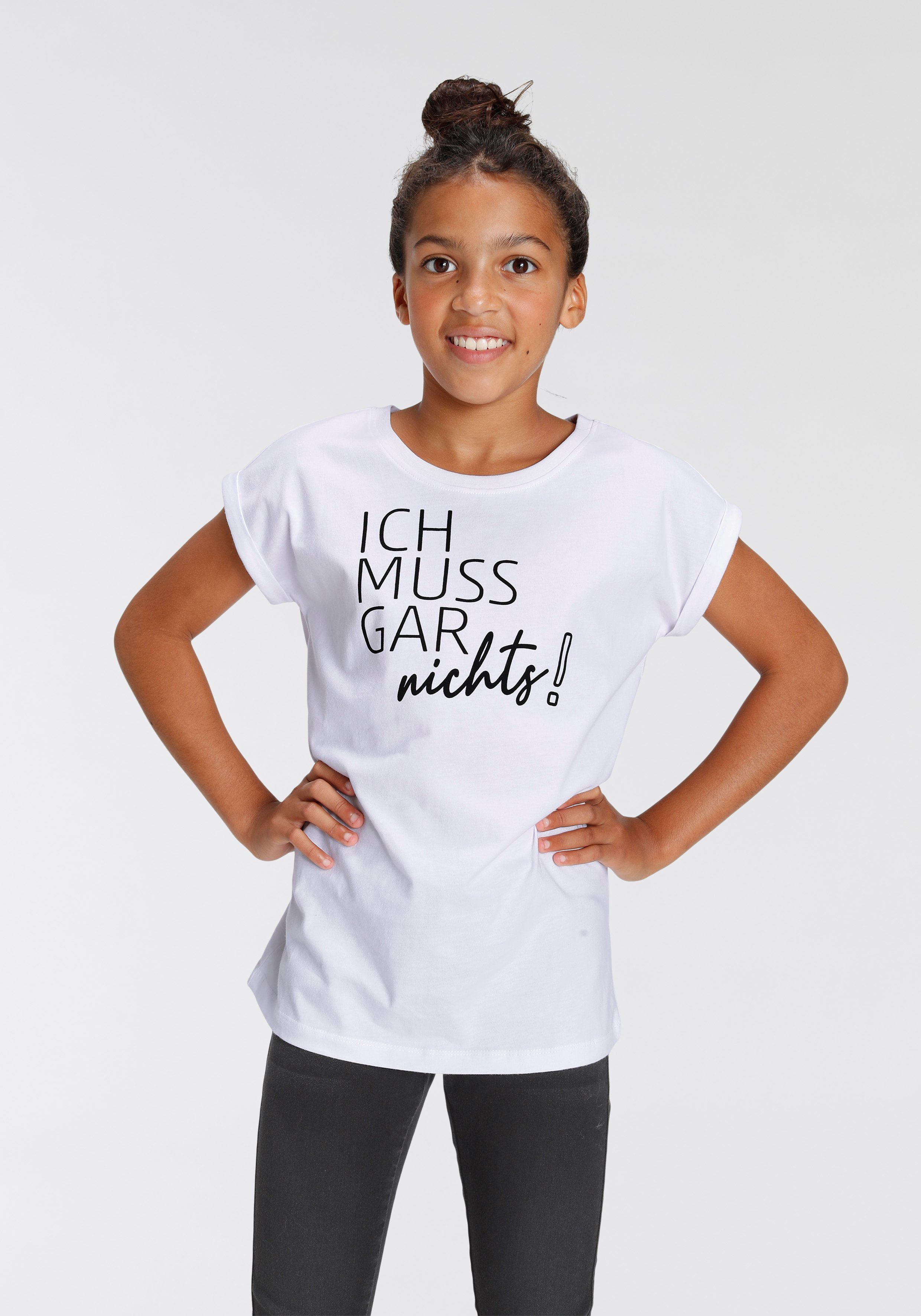 KIDSWORLD T-Shirt Ich muss garnichts! Kurzarm, weite Passform, mit peppigen Statements und Sprüchen