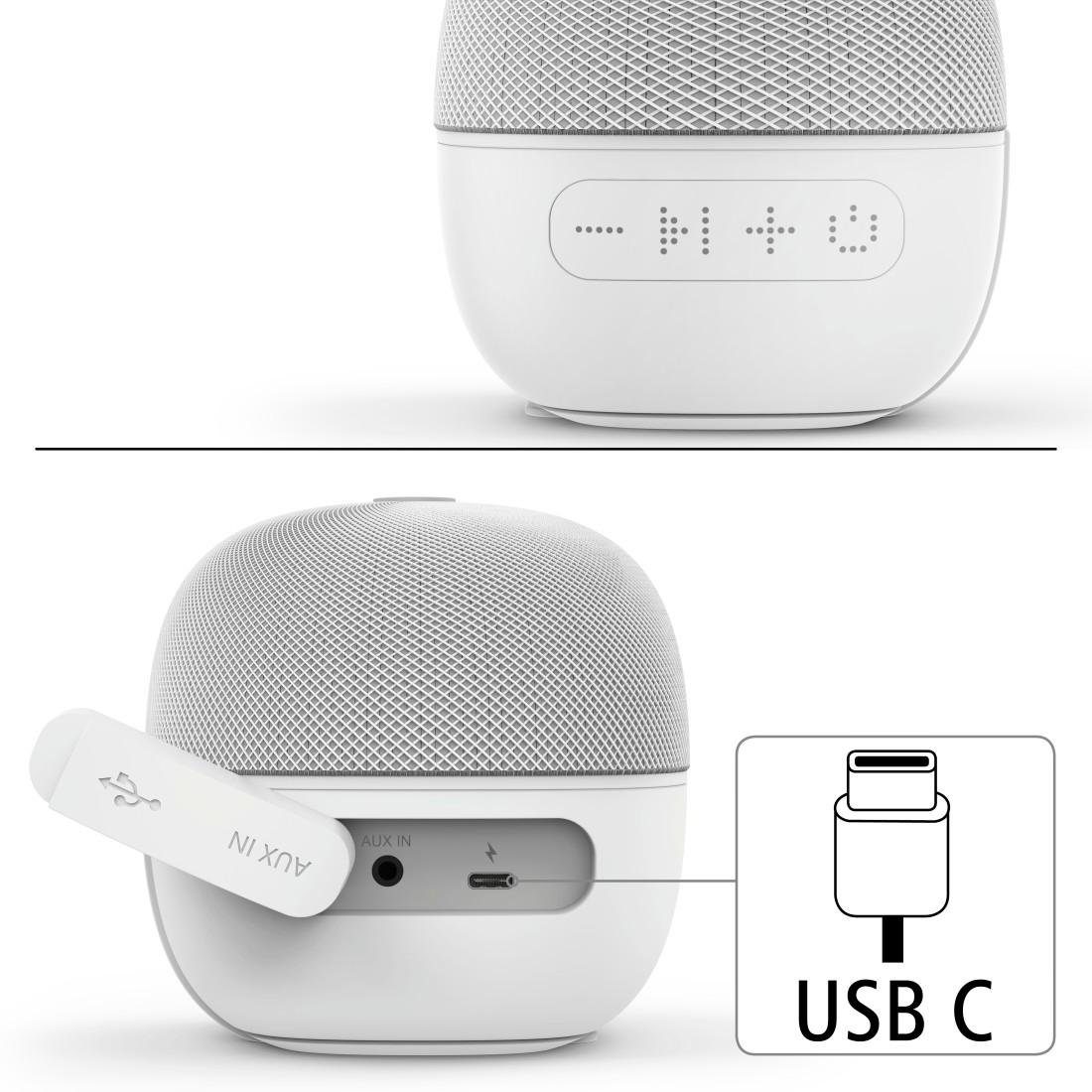 4 "Cube 10h HFP) (A2DP W, 2.0", weiß Bluetooth®Lautsprecher Handlicher Akku Bluetooth-Lautsprecher Bluetooth, Laufzeit Bluetooth, AVRCP Hama