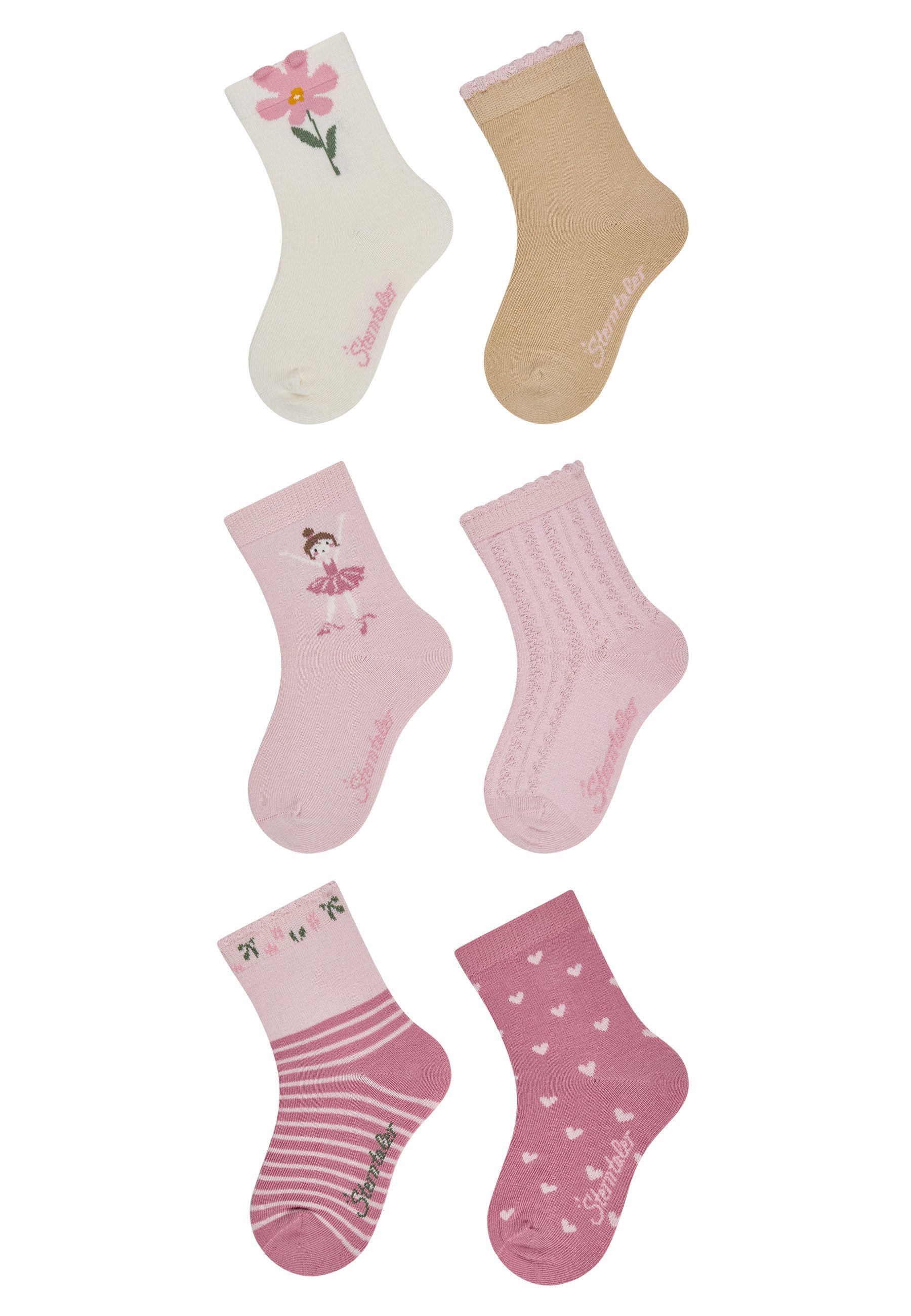 Sterntaler® Feinsöckchen Socken 6er-Pack Blume (6-Paar, 6er-Pack)