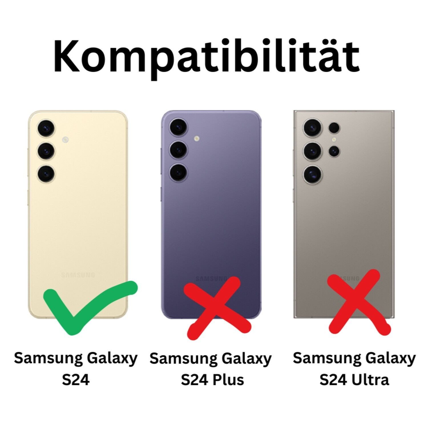 CLM-Tech Displayschutzglas 2X Schutzfolie für Samsung Galaxy S24 Panzerfolie Kameraschutz für Samsung Galaxy S24, 2er Set Kameraglas Panzerglas Displayschutz 9H – Bild 2 von 5