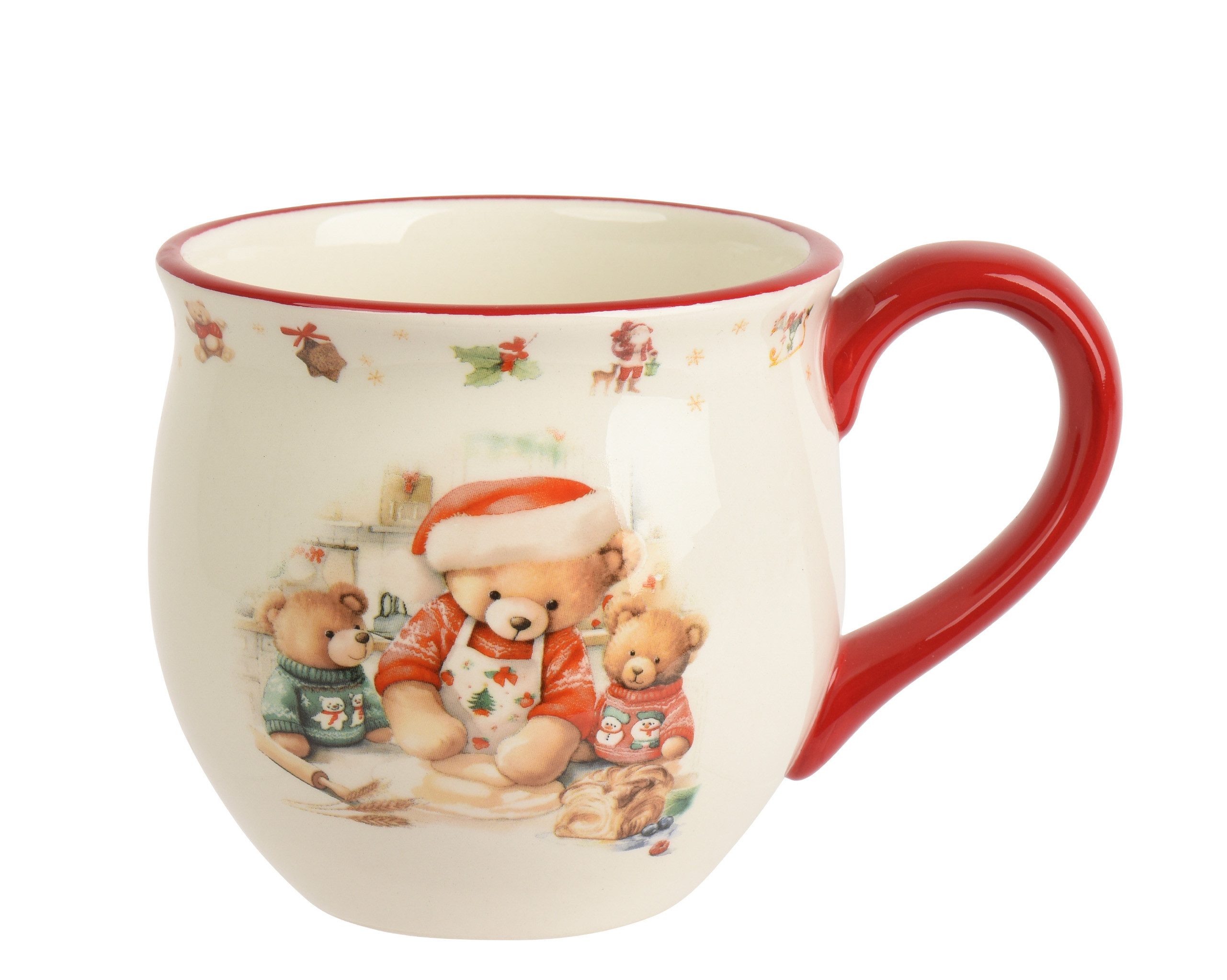 Kaemingk Tasse, Keramik, Tasse Keramik 9cm mit Weihnachtsbären Motiv Weiß / Bunt