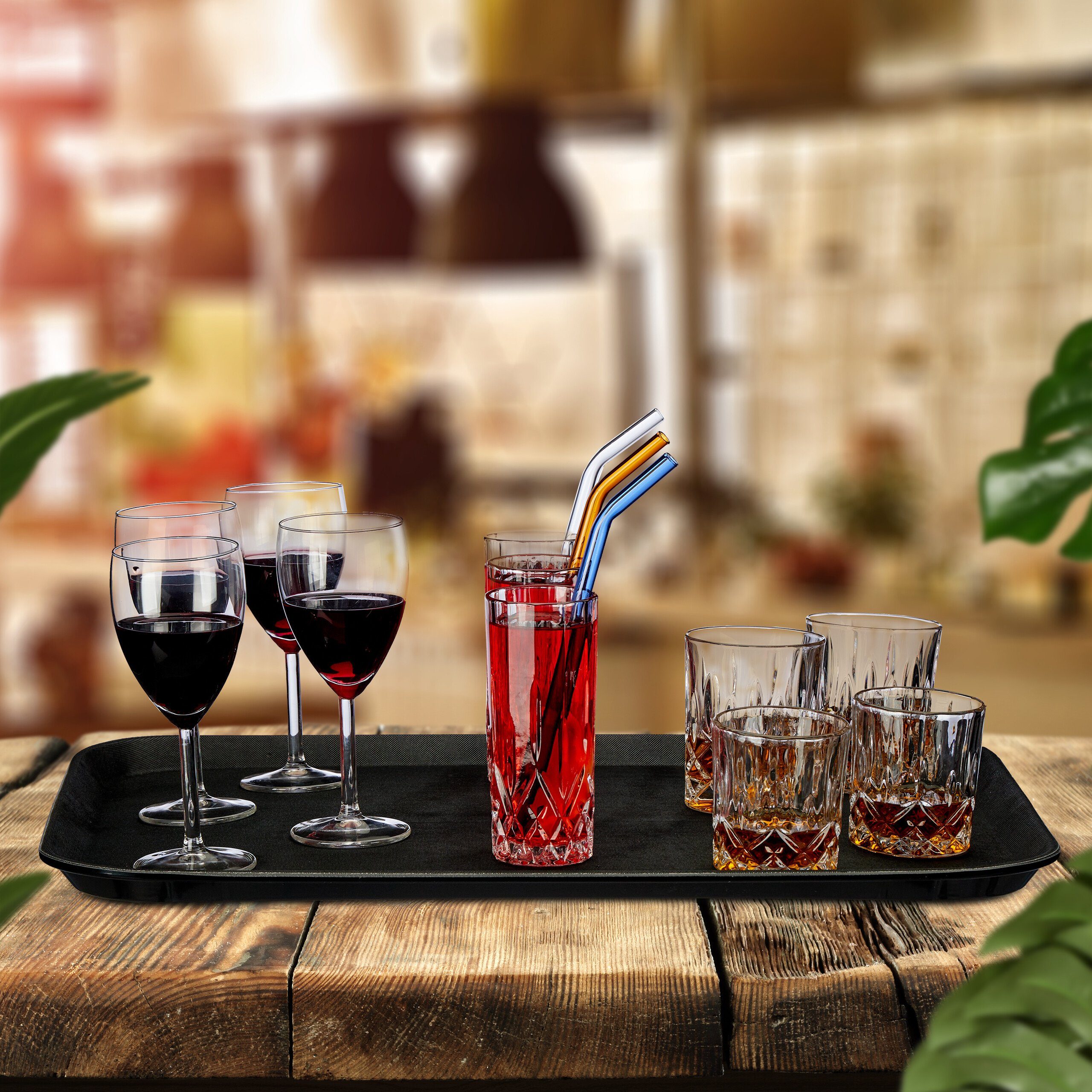 relaxdays Tablett 2er Set Serviertablett 56 x 41 cm, Kunststoff, (Set, 2-tlg., 2er Set)