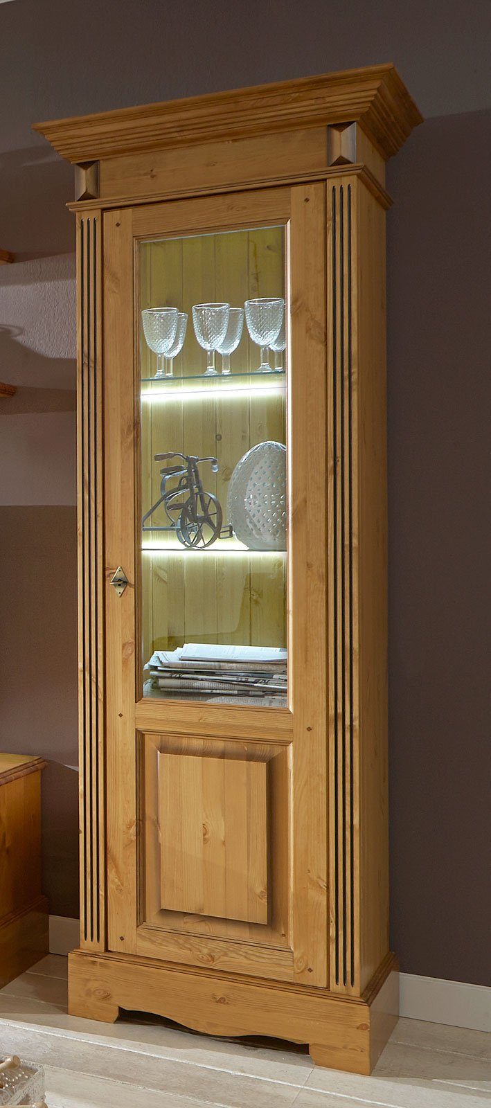 Casamia Vitrine Glas-Vitrine Standvitrine Florenz 1-türig rechts oder links Pinie Nord