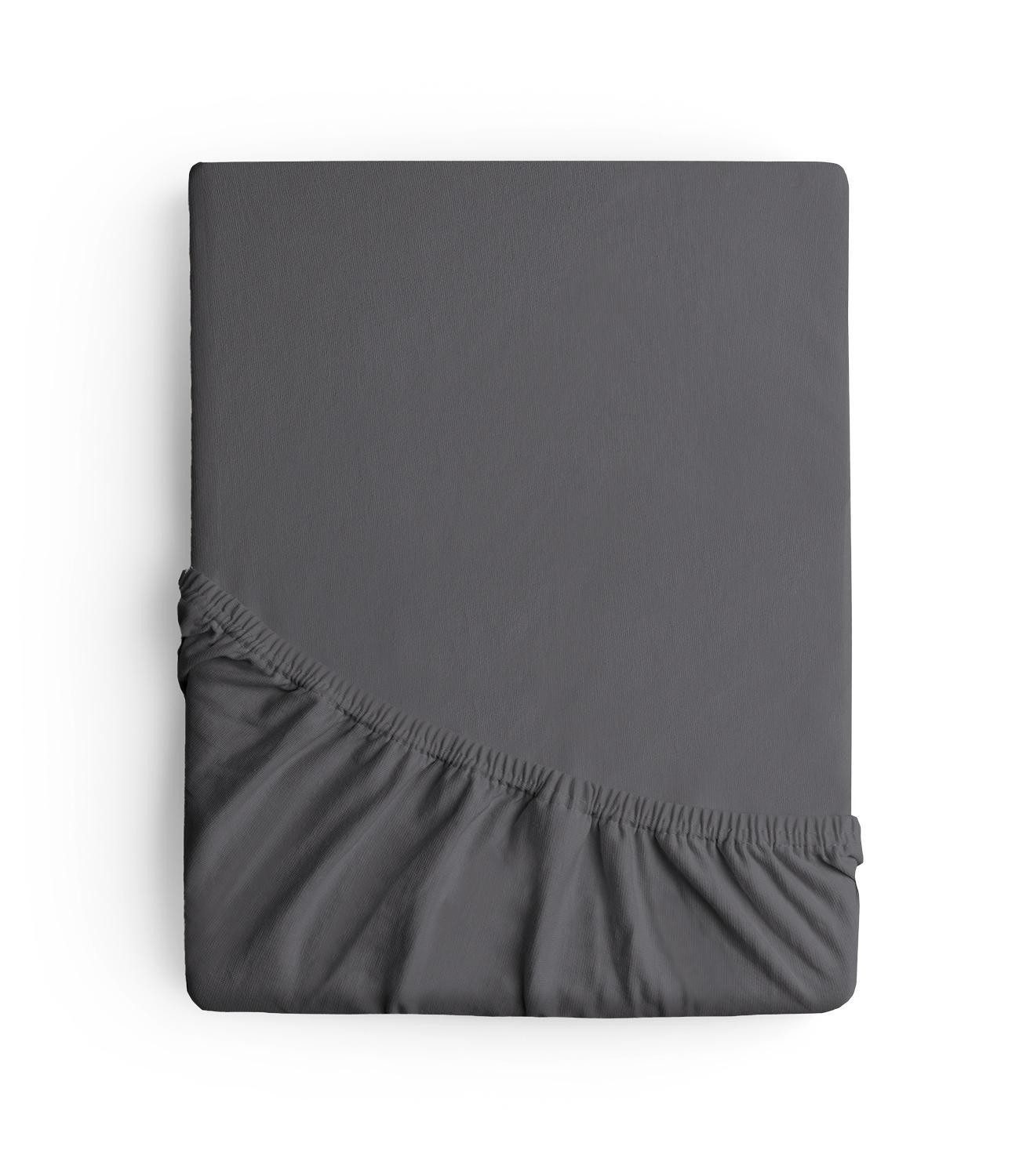 Wülfing Spannbettlaken TOPPY, für Topper, Titanfarben uni, 120 x 200 cm, Baumwolle, Gummizug: rundum, (1 Stück), Für Topper