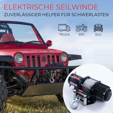 Rotfuchs Seilwinde, 12v mit Fernbedienung, 2041 kg Motorwinde Seilzug, Power Offroad Winde