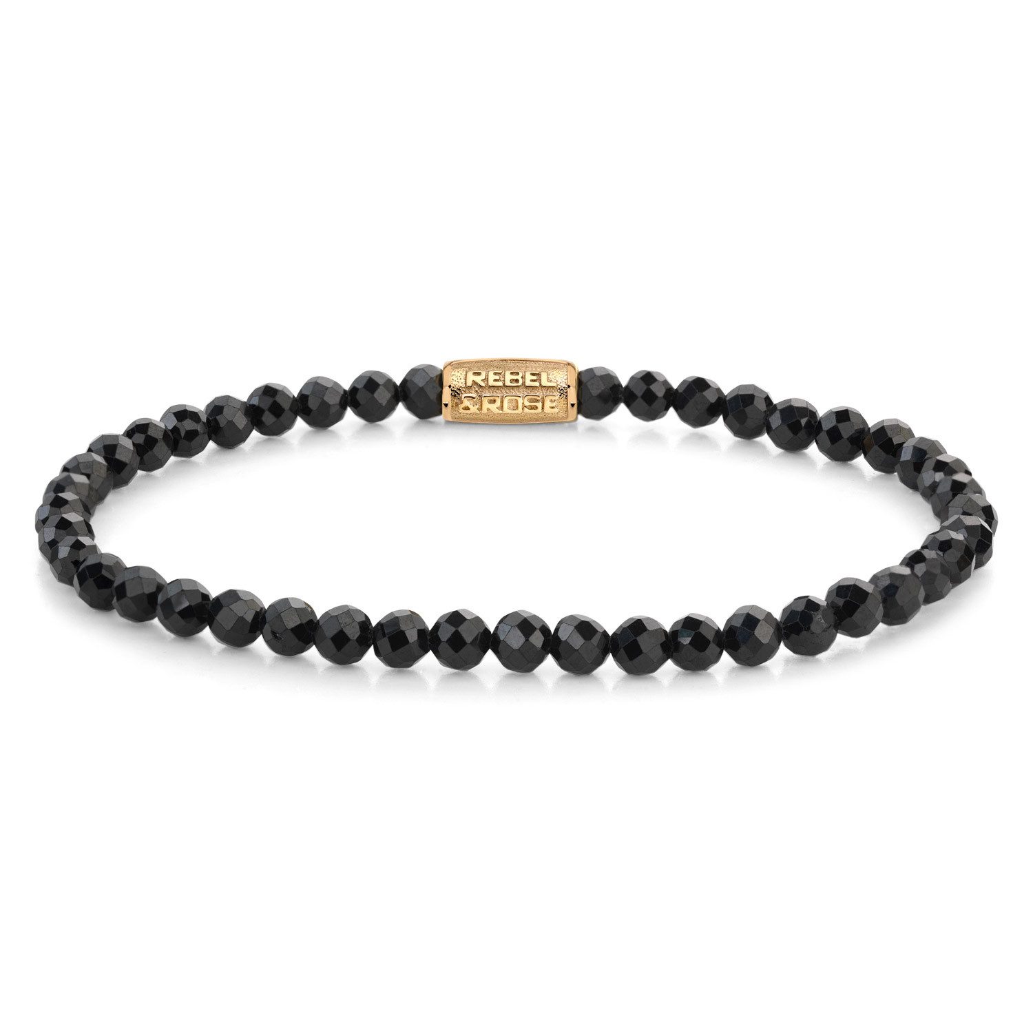 Rebel & Rose Edelstahlarmband Damen-Black Glam Rocks Gold 4 mm