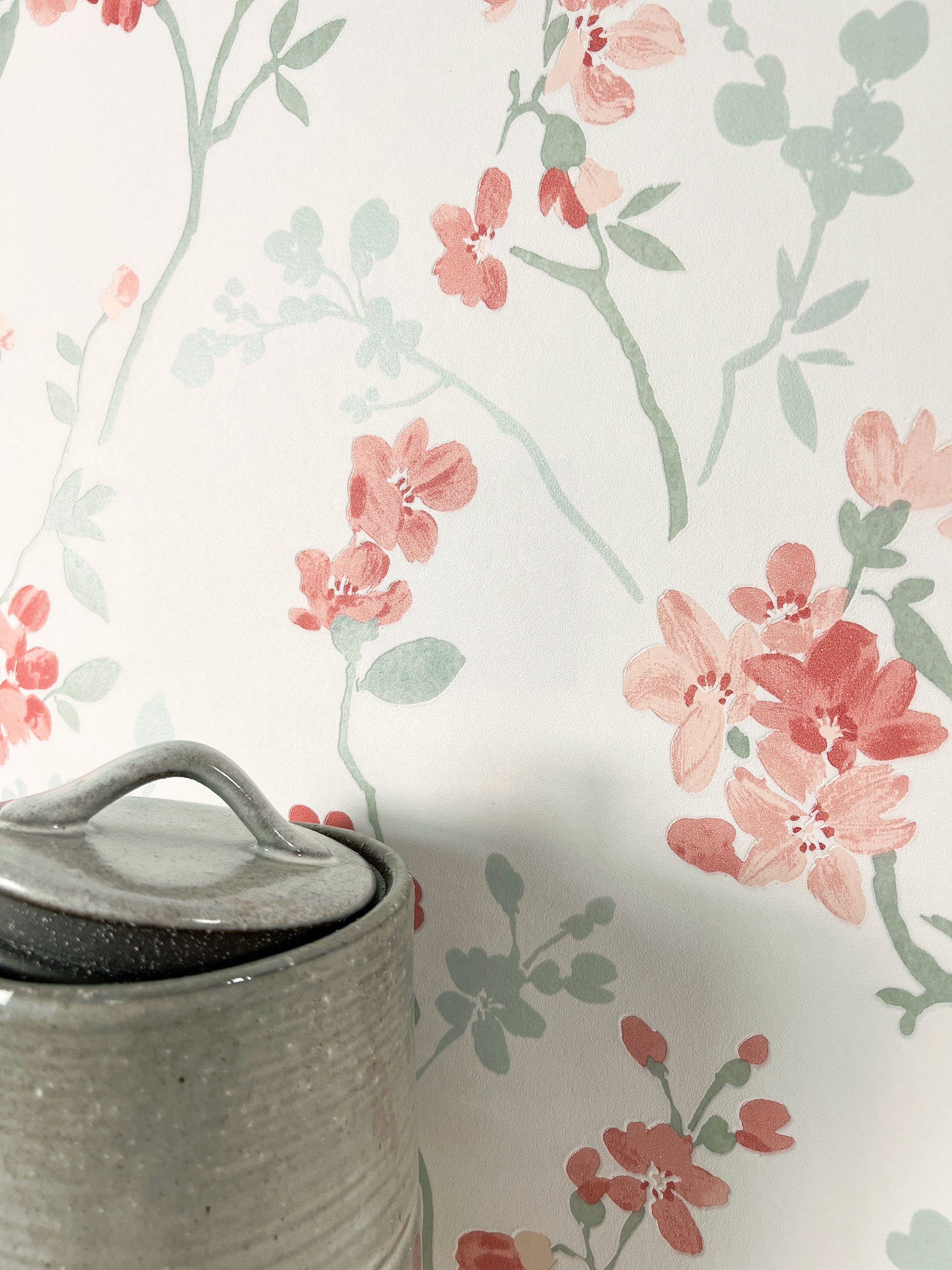 Newroom Vliestapete, Weiß Tapete Floral Blumen günstig online kaufen