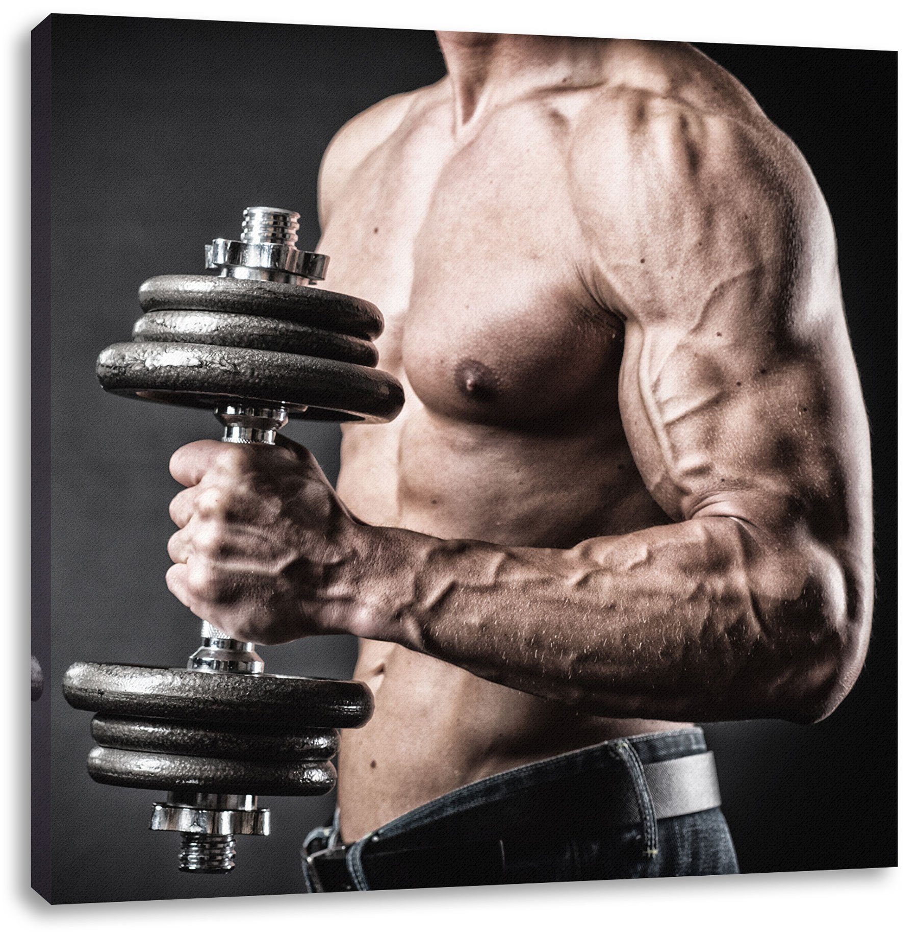 fertig Bodybuilding, Zackenaufhänger Bodybuilding Leinwandbild bespannt, St), inkl. Pixxprint Leinwandbild (1