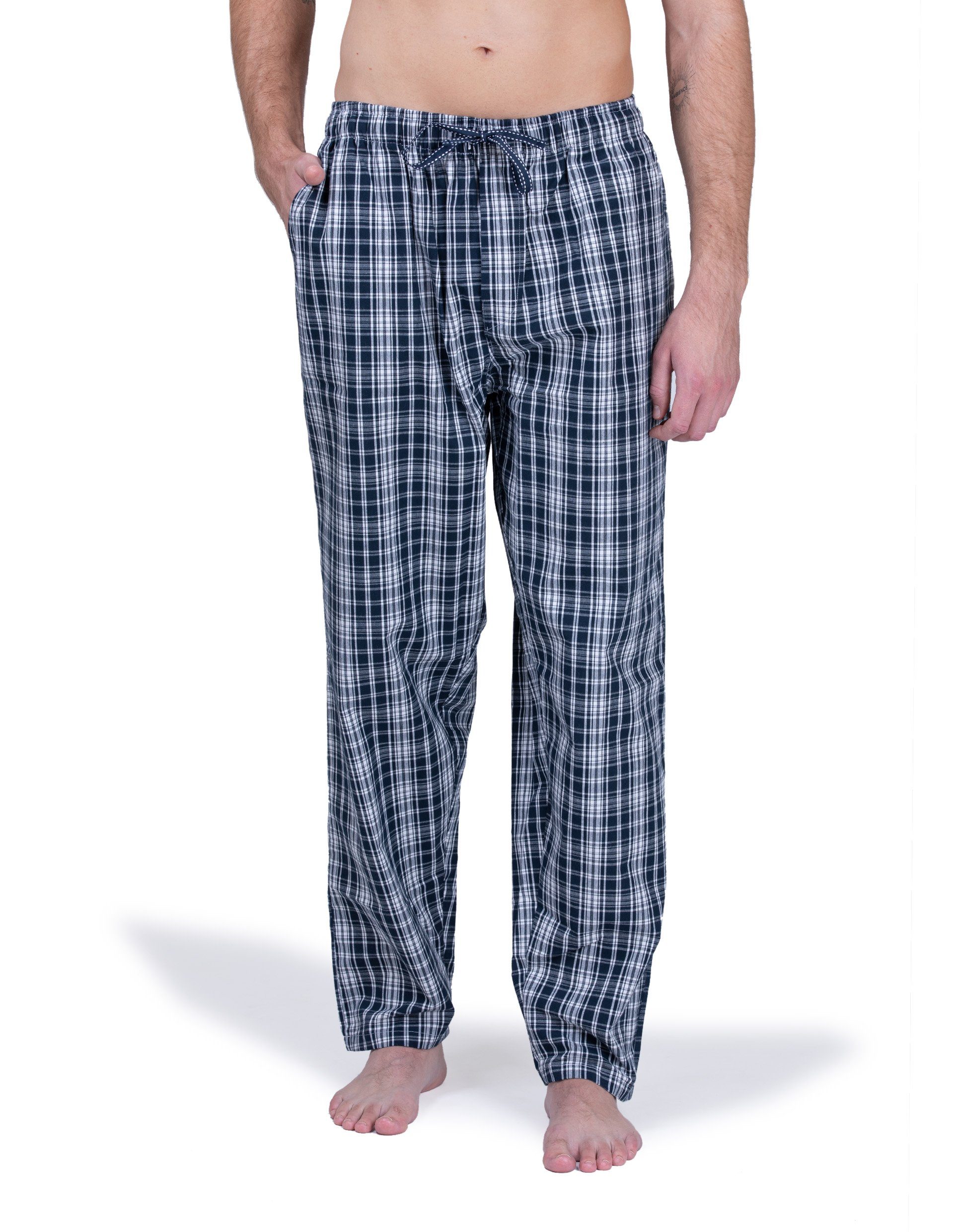 Moonline Schlafhose Herren Webhose Freizeithose Loungewear aus 100% Baumwolle