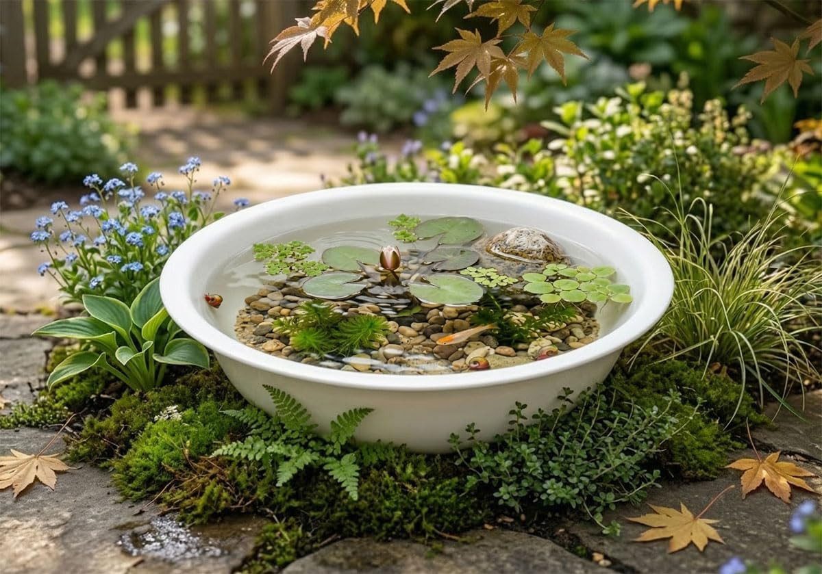 LB H&F Lilienburg Fertigteich Fertigteich Metallwanne Wanne Schale Wasser rund weiß 47 cm groß, (Pflanzschüssel Pflanzschale Pflanzwanne XL groß Blechschüssel Getränkekühler Miniteich Flaschenkühler Bierkühler Metall Schüssel Blumenschale Blumenkübel, Gartenwanne Dekowanne Terrasse Balkon Wasser Deko Garten Pflanztopf Miniteich Balkonteich Terrassenteich Gartenschale Teichschale Teichschüssel Wasserschüssel Wasserschale groß XL, Teichwanne Dekoteich Terrassenteich Gartendeko Vintage), Blumenwanne diy wasserdicht Sektkühler Teichschale WEISS
