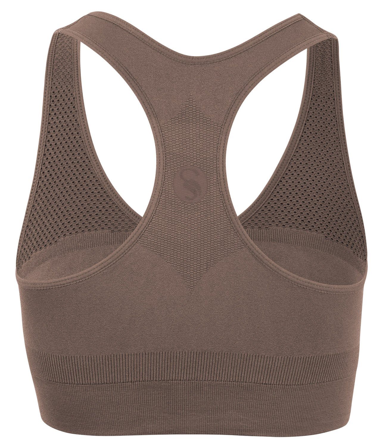 BH, Damen Material doppellagig, Sport Sport-BH Soul® für Support Stark Doppellagiges Deep Taupe - Bra Light