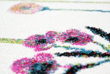 Teppich Teppich Designerteppich Blumen Sommerwiese bunt grün gelb pink, Carpetia, rechteckig, Höhe: 13 mm