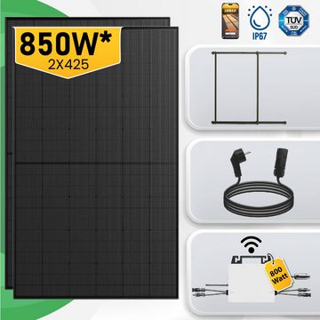 Campergold Solarmodul 850W Balkonkraftwerk integriertem WiFi Wechselrichter mit Halterung, 850W Komplettset inkl. Montage Halterung Plug-and-Play-Einrichtung