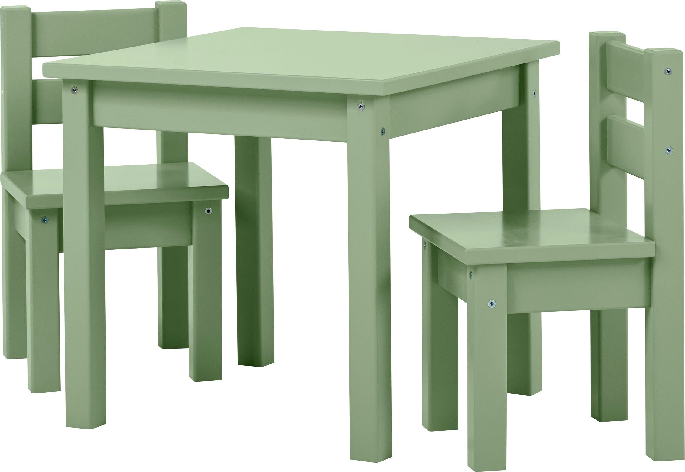 5-tlg., Tisch, Hoppekids Stühle), 4 mit (Set, Farben, 1 Kindersitzgruppe in Kindersitzgruppe, vielen vier MADS grün Stühlen
