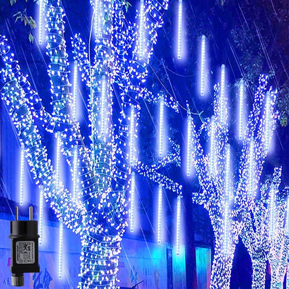 XERSEK LED-Lichtervorhang Meteorschauer Regen Lichter LED Außen Lichterregen  Lichterkette 50cm, 288-flammig