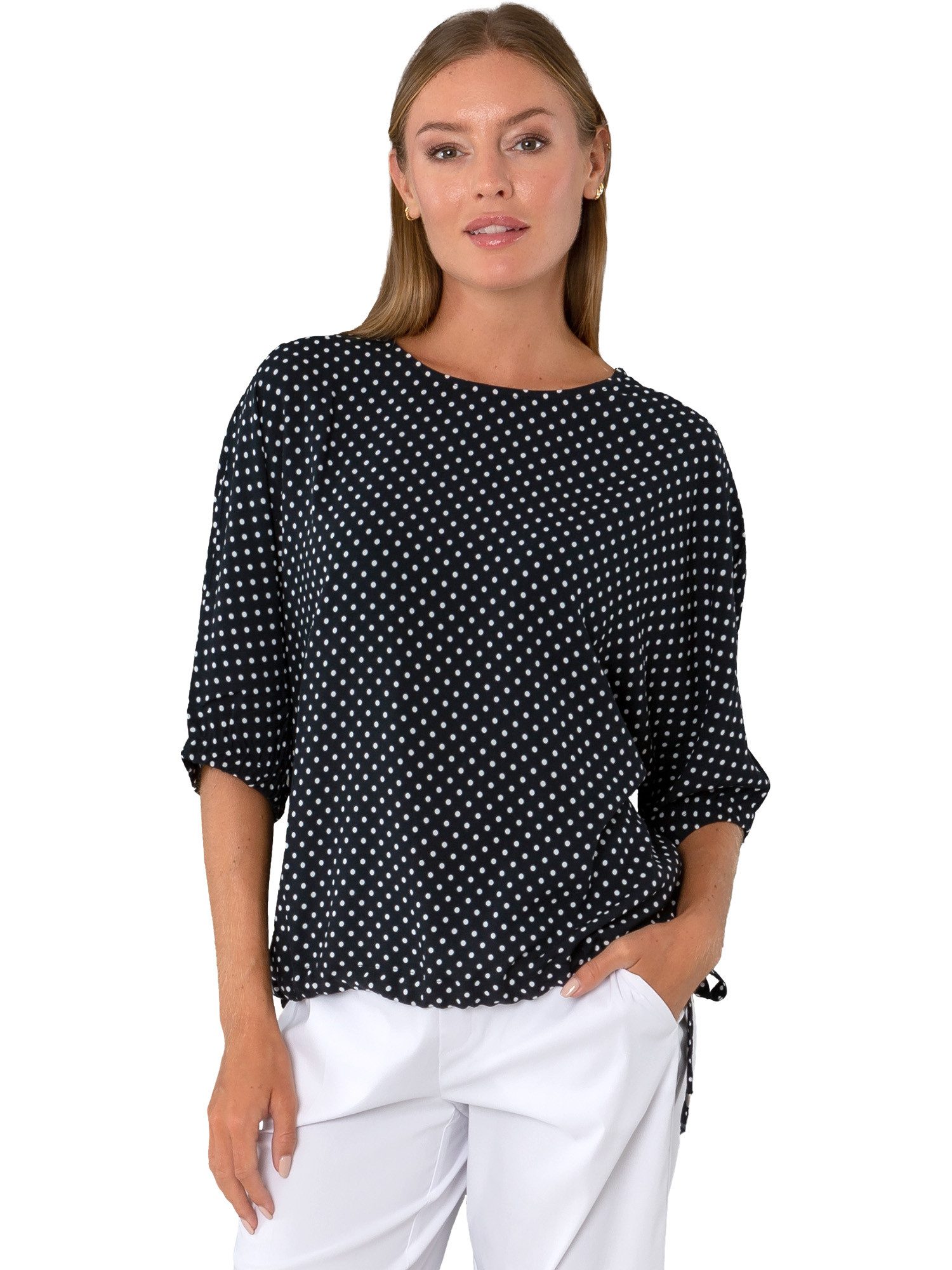 Estefania for woman Rundhalsshirt 194-1309, mit Punkten und Zugband am Saum