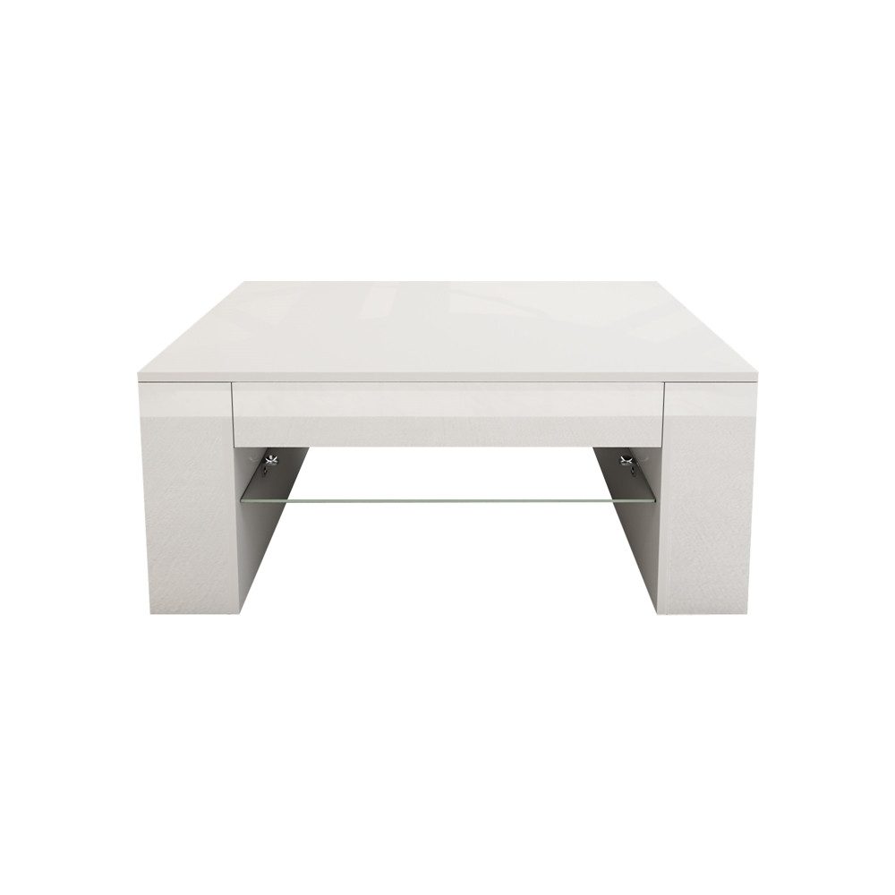 ML-DESIGN Couchtisch Geräumiger Wohnzimmertisch mit Stauraum, Holz Beistelltisch, Sofatisch mit Glasablage und 4 Fächern an den Seiten, Kaffeetisch Tisc