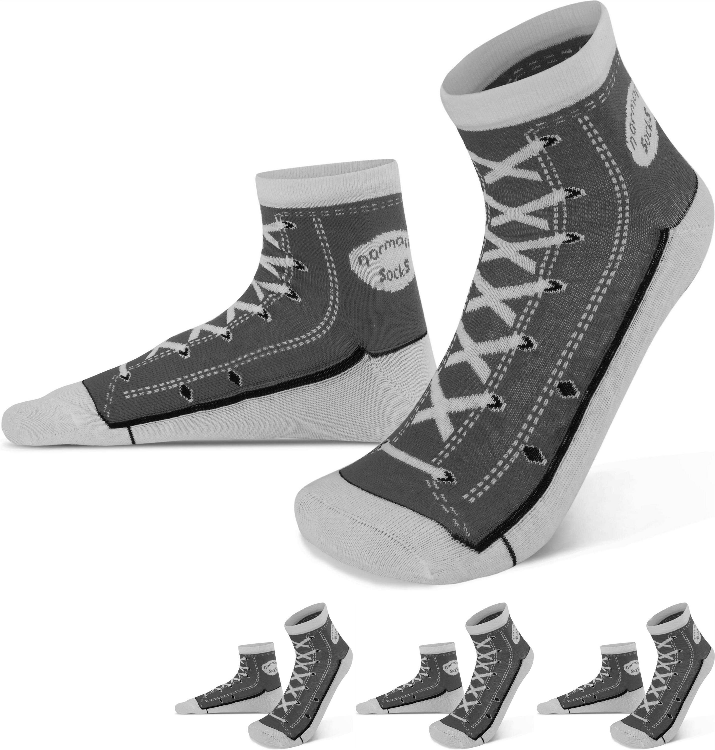 Grau 4 normani Paar passgenauer, (4er-Set, faltenfreier Sitz Paar) Schuh-Design Socken im 4 Basicsocken