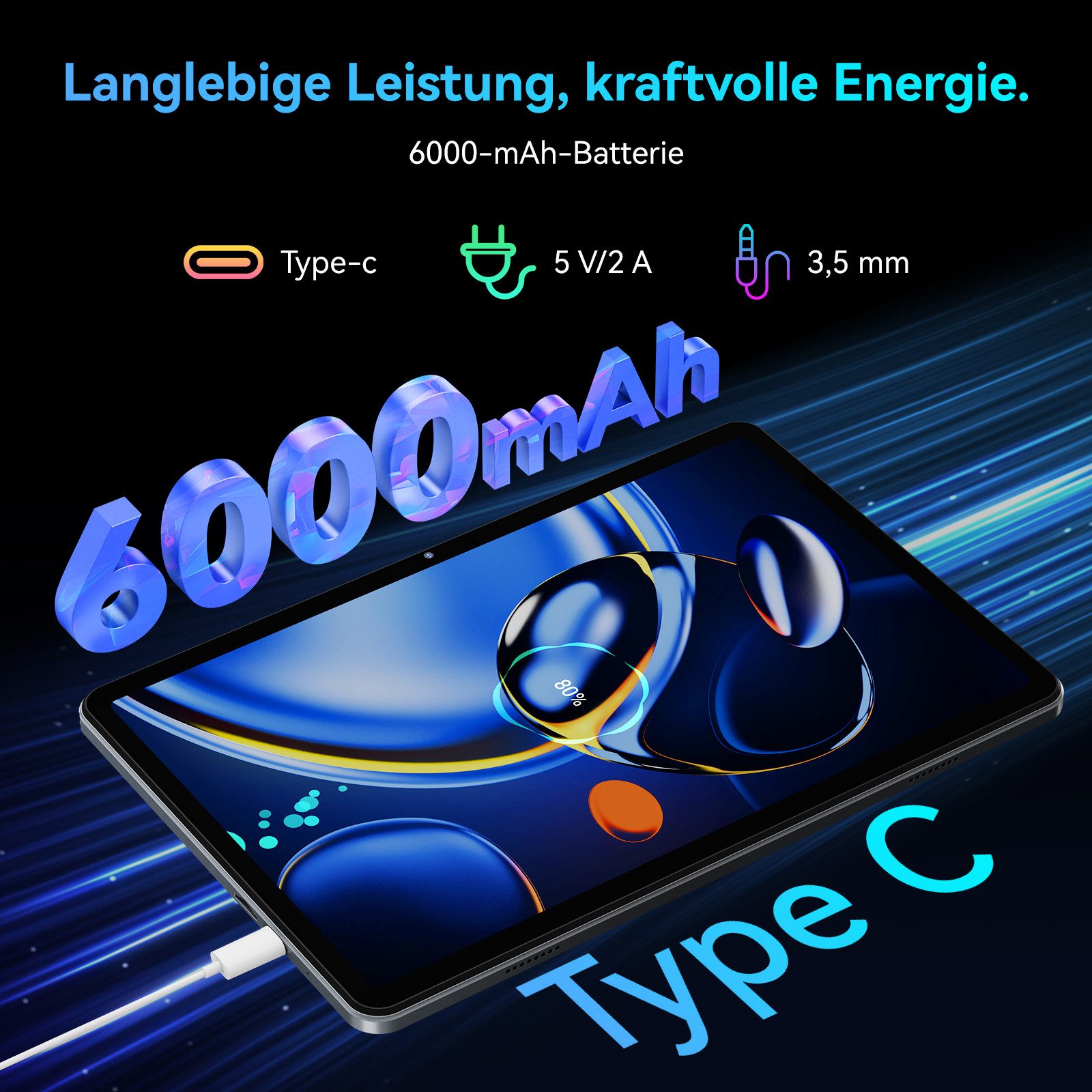 Zenva T8 10,1" (18+128) Android 16 6000 mAh incl. Tastatur, Maus, Stift Tablet (10.5", 128 GB, 5G wifi, Android 16, Gemini AI, PC-Modus)