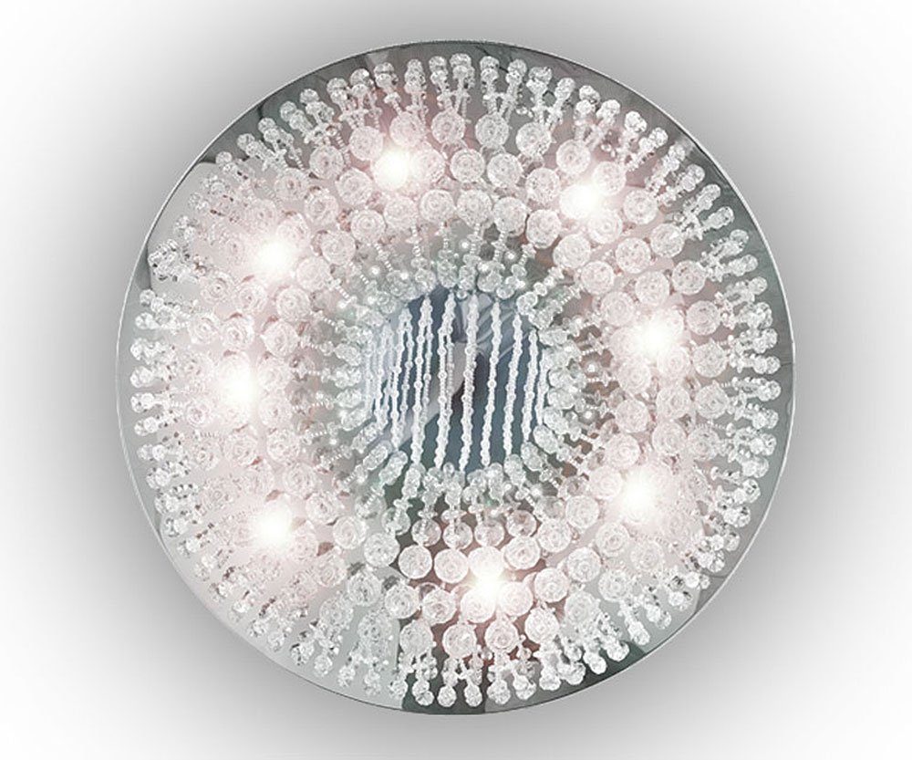 Lewima LED Deckenleuchte Adelina fest Kristall luxuriös in Ø66cm, Starterkit Kaltweiß, Subbeleuchtung Brillanz! LED beliebig, wechselbar Warmweiß, und Deckenlampe Decken Lichtfarbe Glitzernd funkelnd-absolute mit XL Glas 8xG9 Stärke