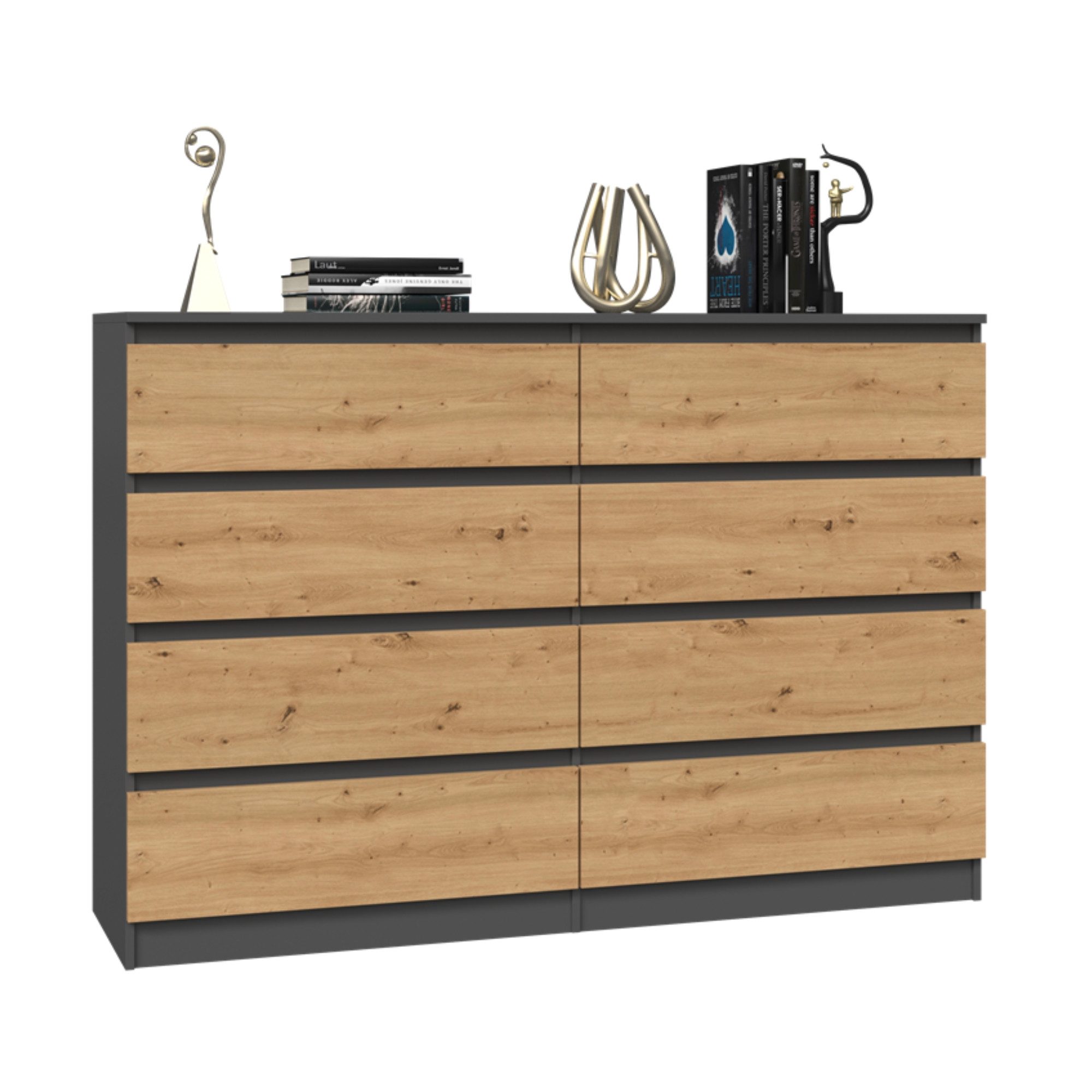 Home Collective Kommode Highboard Sideboard für Flur Schlafzimmer Wohnzimmer (Perfekt für Wohnzimmer, Schlafzimmer oder Esszimmer), mit 8 Schubladen, Breite 140 – Bild 3 von 5