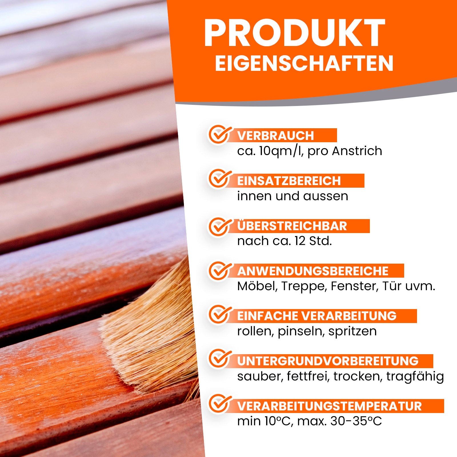 BEKATEQ Lack LS-150 1K PU Klarlack Holzlack Parkettlack Möbellack, Holzfarbe ideal für Treppen, Möbel & Boote