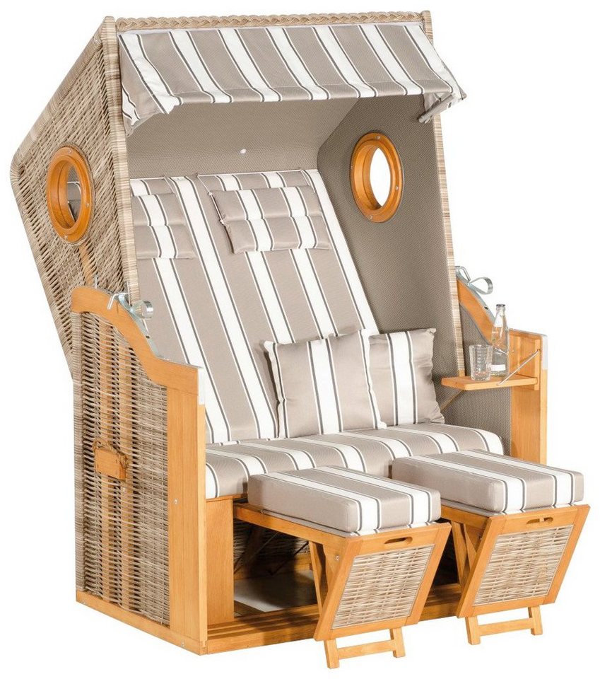 SunnySmart Strandkorb »Rustikal 30 Z Bullauge«, BxTxH: 125x80x160 cm, Halblieger, Ostsee-Modell