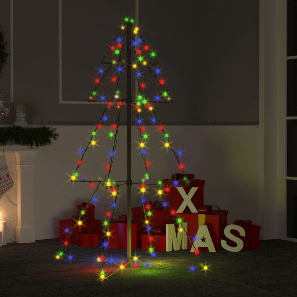 vidaXL LED Baum Weihnachtsbaum in Kegelform 160 LEDs Indoor & Outdoor 78x120 cm Mehrfarbig