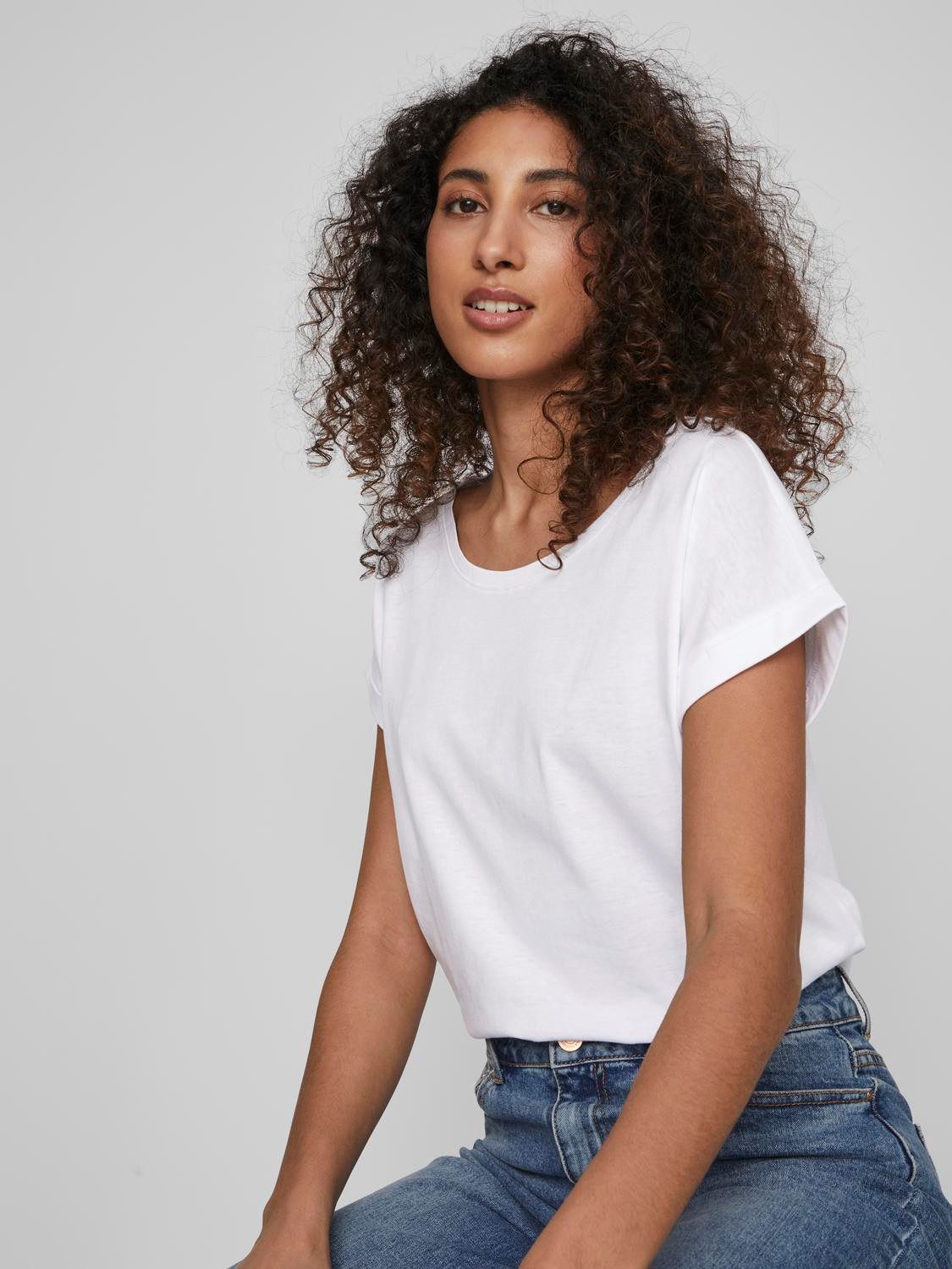 Vila Rundhalsshirt VIDREAMERS NEW PURE T-SHIRT/SU-NOOS Baumwollmischung, regular fit