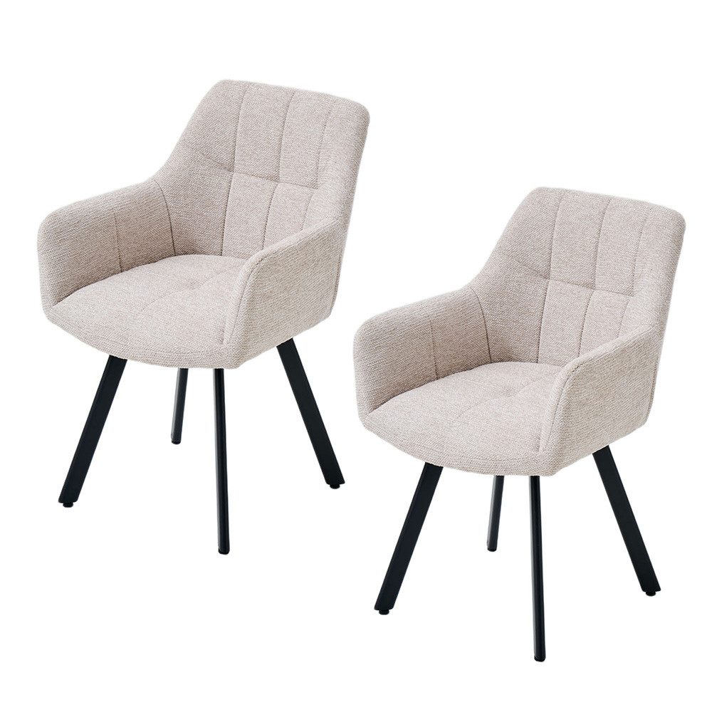 PPkrimnel Polsterstuhl 360° drehbar mit Rückstellfunktion, Wohnzimmerstuhl, Küchenstuhl (2 St), 2er-Set Essstühle, Chenille, Armlehnen, Ergonomisch, Metallbeine