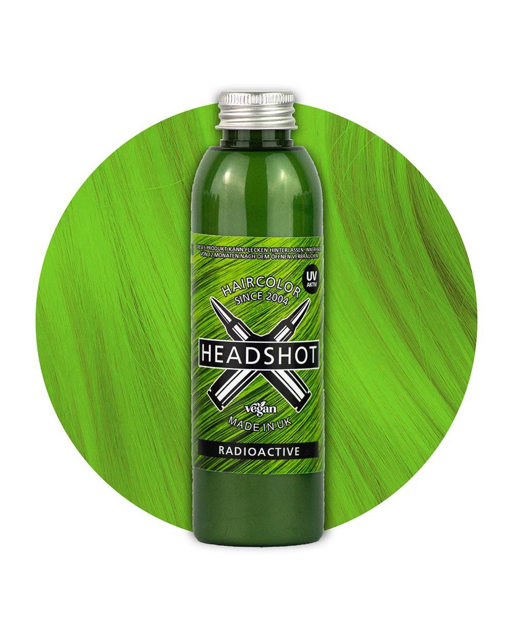 Haartönung Headshot Haartönung vegane Haarfarbe Radioactive UV Activ (150 ml), Packung, Chemikalien
