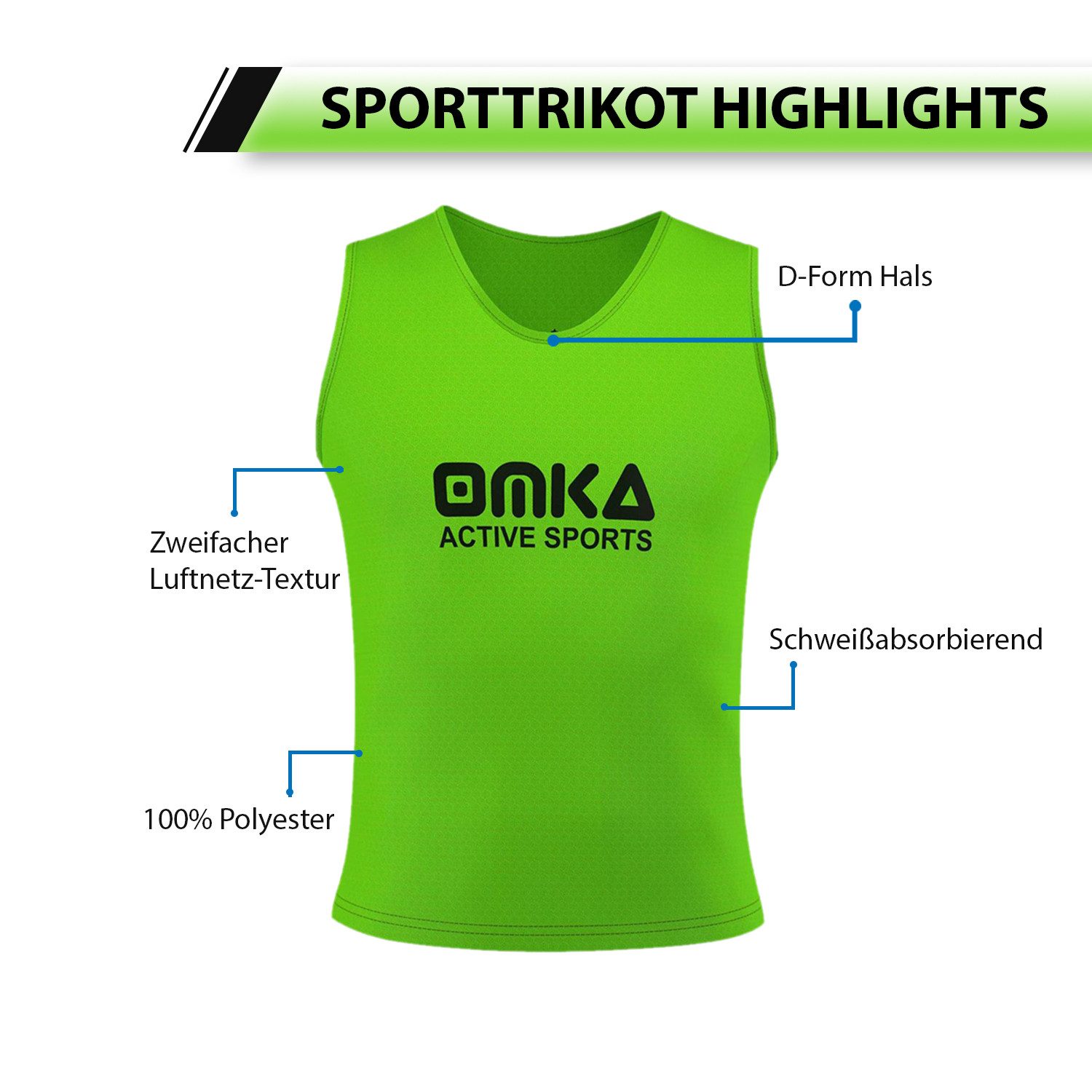 OMKA Trainingsleibchen OKLB01 6er Pack (Spar-Set, 6er-Pack) 6er Set OMKA Fußball Leibchen Trainingsleibchen
