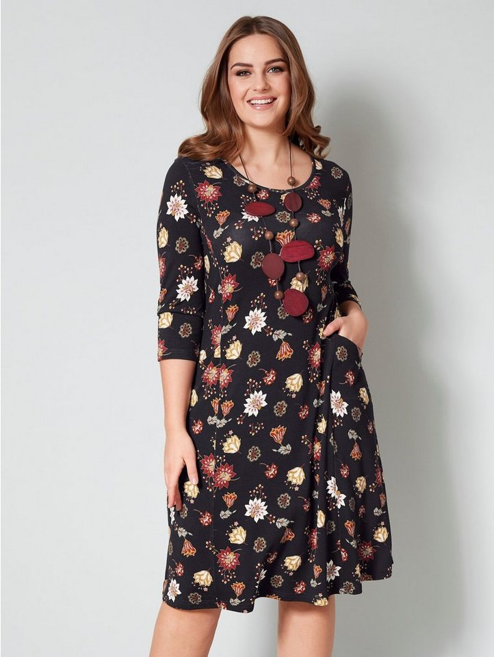 Janet & Joyce by HAPPYsize Jersey-Kleid mit floralem Druck in schwarz