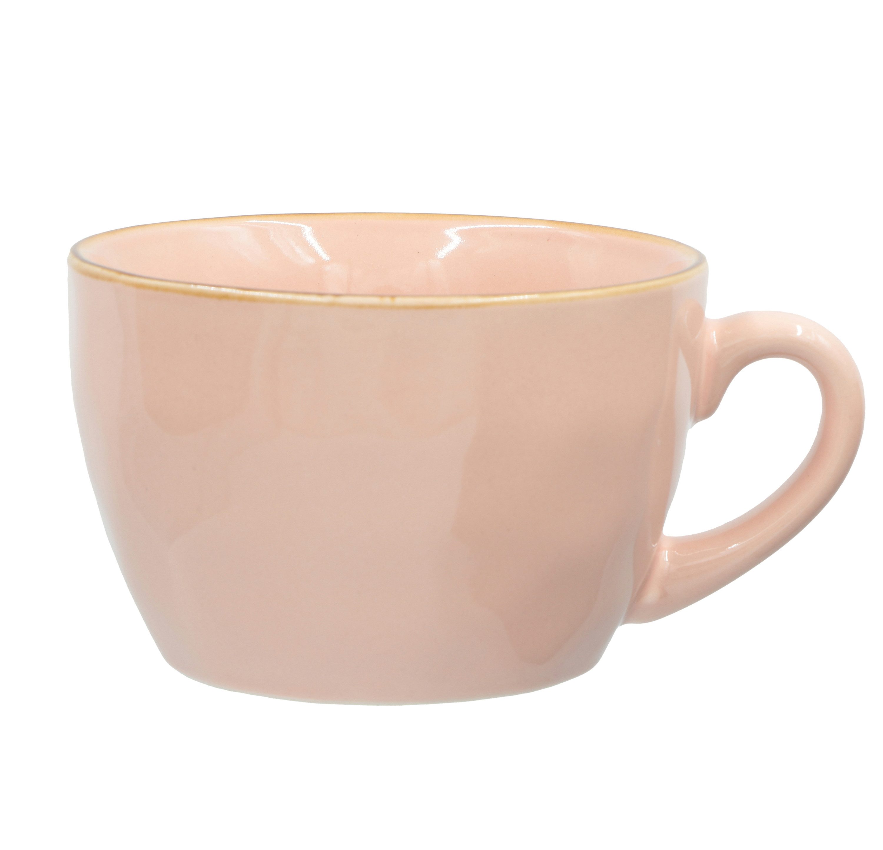 Rose & Tulpani Tasse Große Frühstückstasse Becher Teetasse 420 ml, Steingut, Handgefertigt, Mikrowellenfest, Backofengeeignet