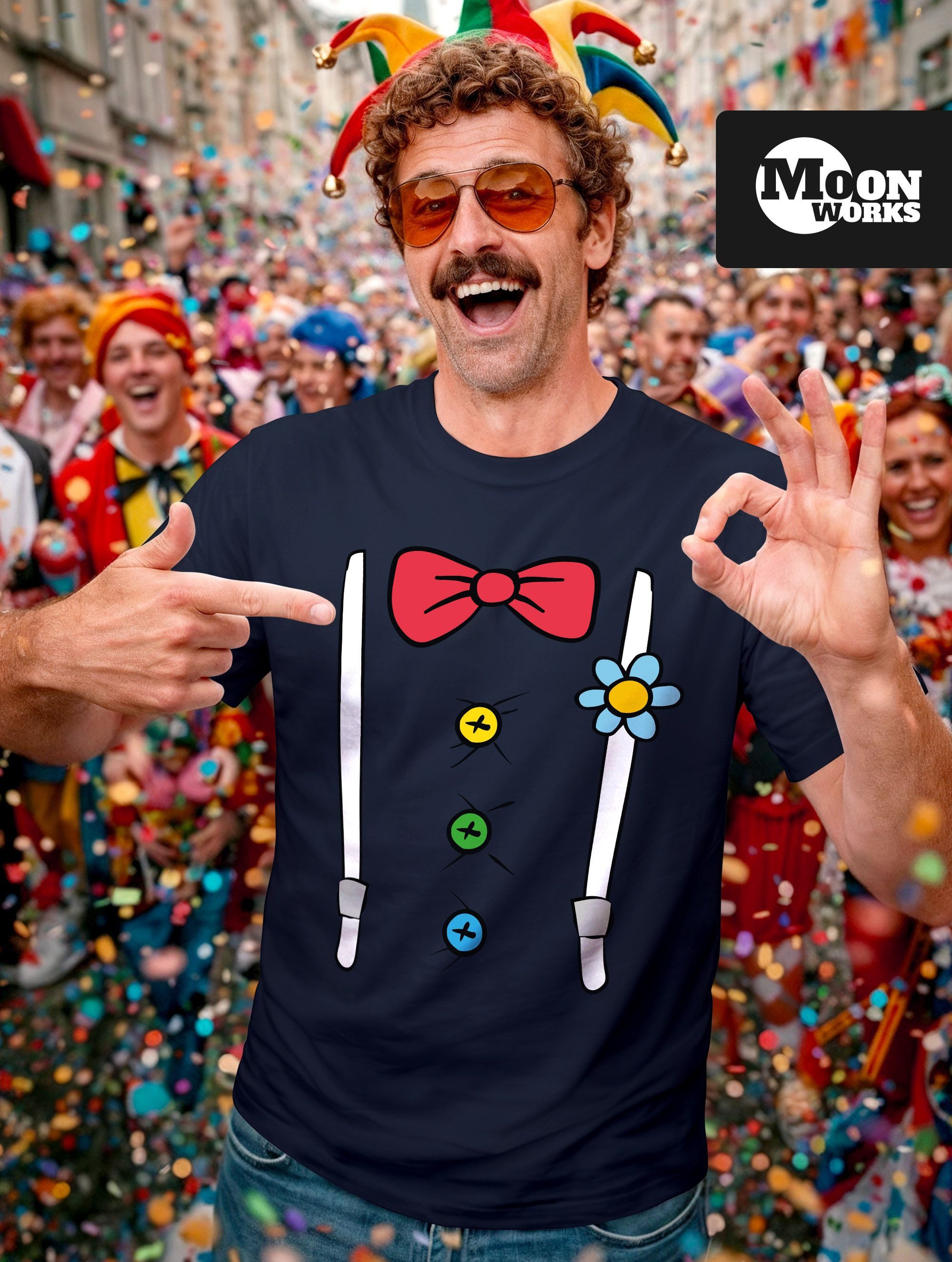 MoonWorks Print-Shirt Herren T-Shirt Fasching Karneval Clown Kostüm-Ersatz günstig online kaufen