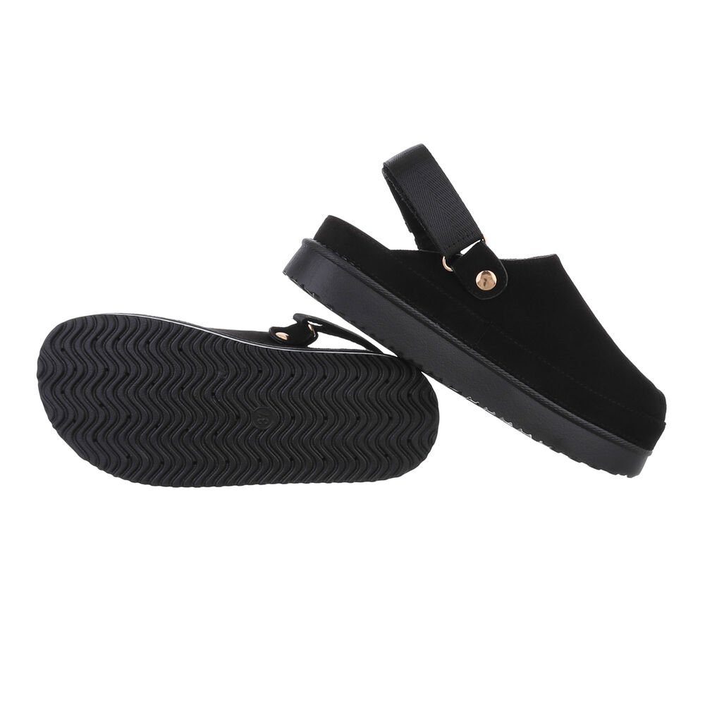 Ital-Design Komfortable Freizeit-Schuhe im modernen Design Plateausandaletten (85867686) Flach Pantoletten in Schwarz